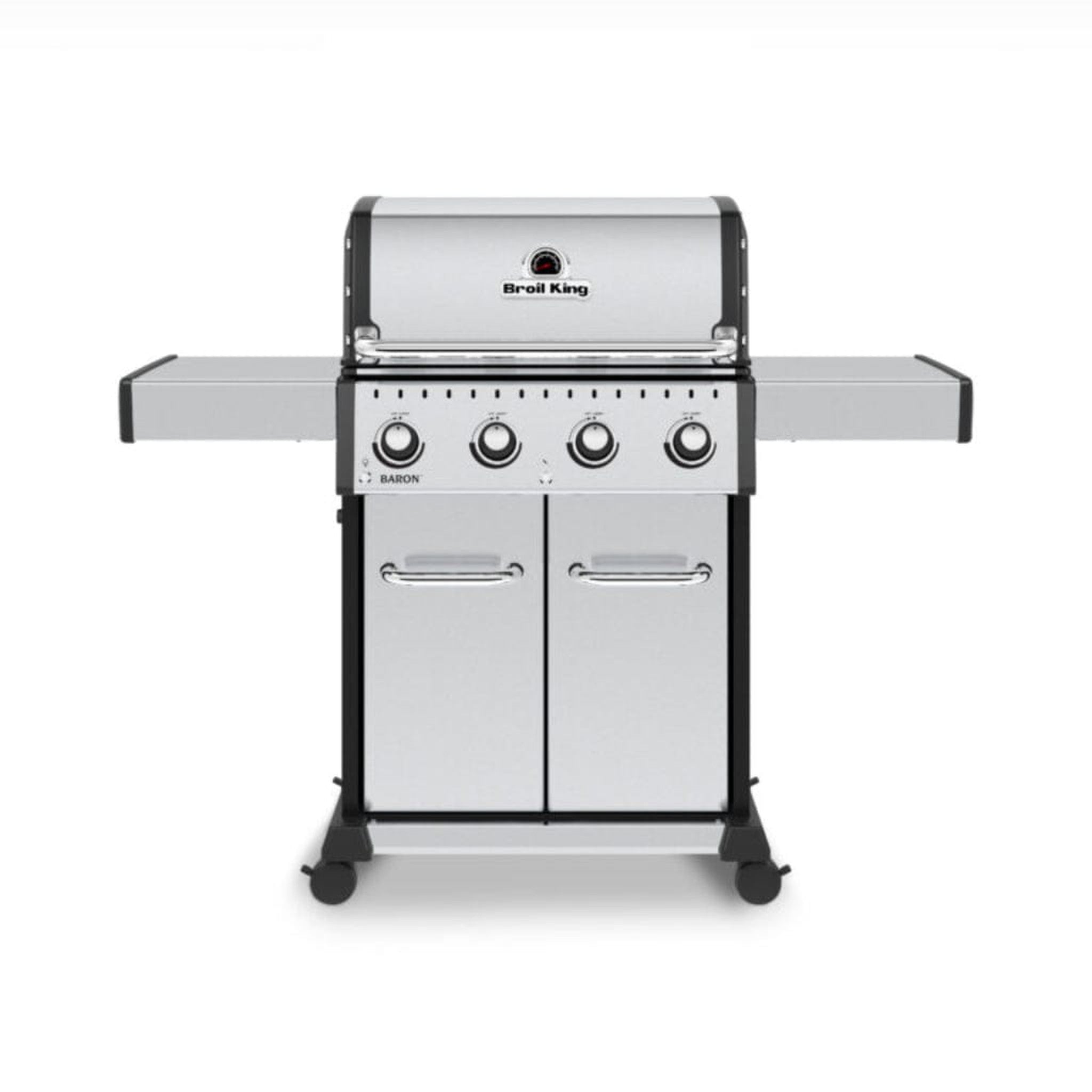 Broil King Baron S 420 Pro 57" 4-Burner Gas Grill with Stainless Steel Grids & Drop-Down Shelves