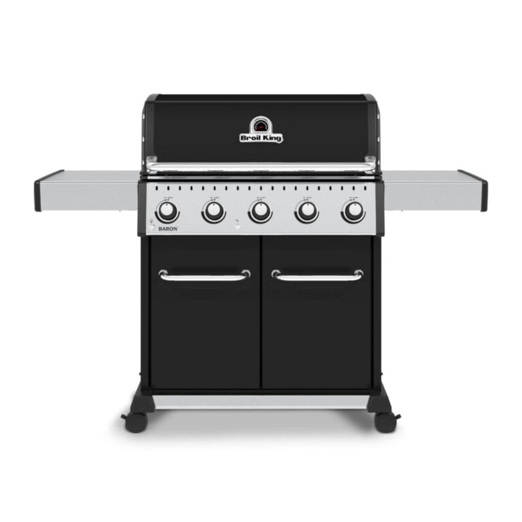 Broil King Baron 520 Pro 63" 5-Burner Black Gas Grill with Drop-Down Side Shelves