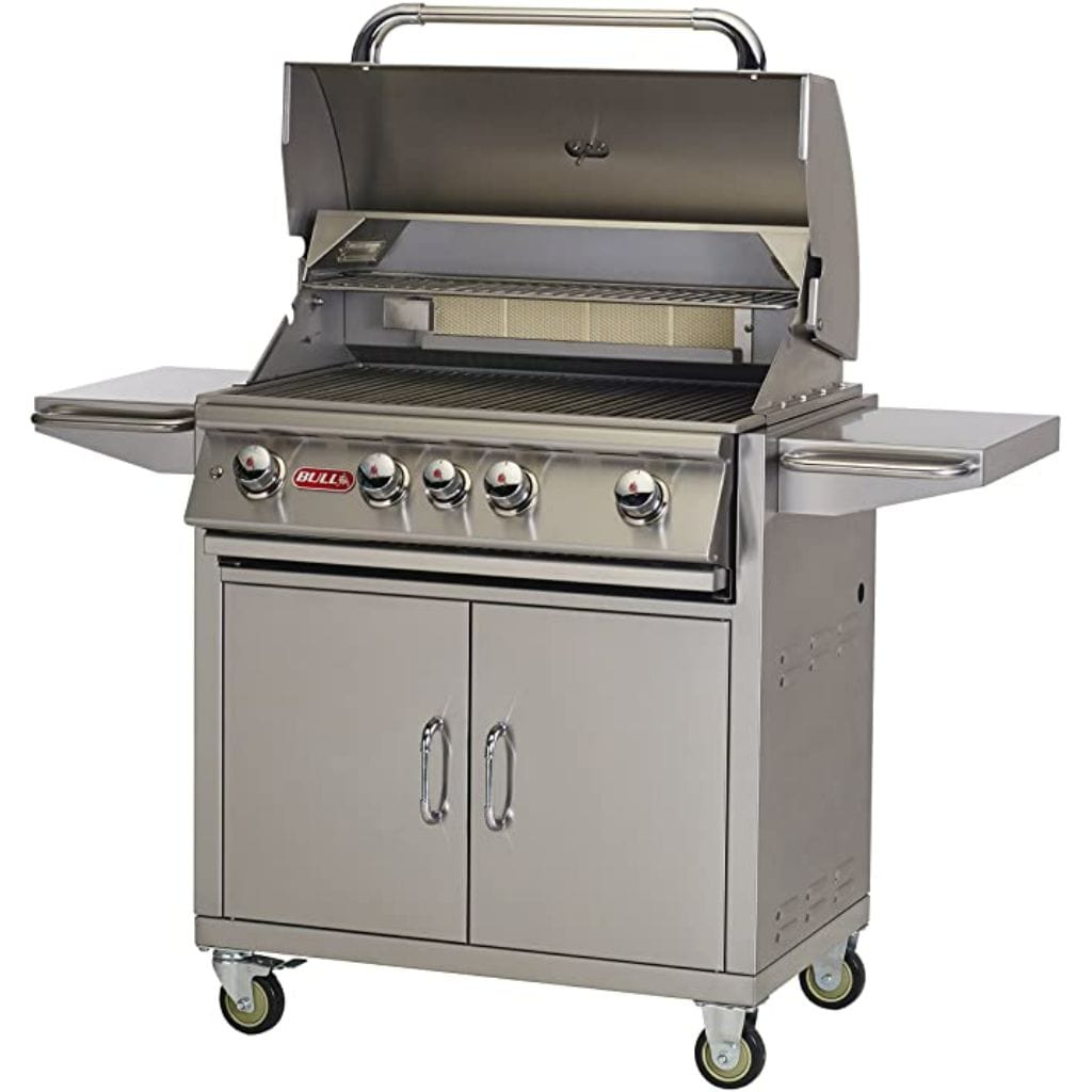 Bull Angus 30" 4-Burner Freestanding Gas Grill Cart with Infrared Rotisserie and Lighting System