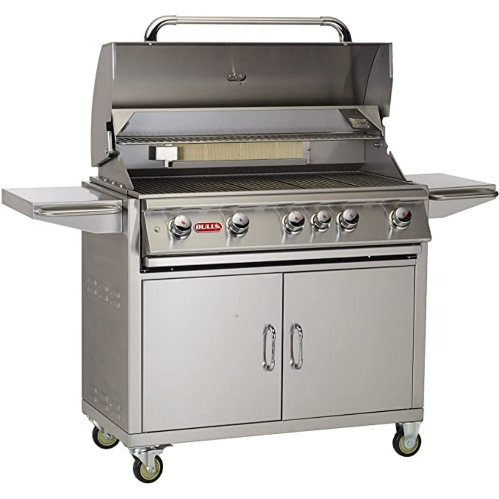 Bull Brahma 38" 5-Burner Freestanding Gas Grill Cart with Infrared Rotisserie and Interior Lighting