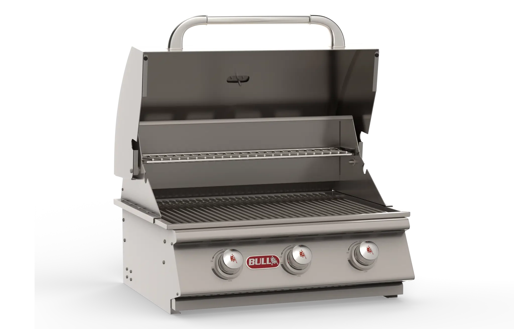 Bull Steer 25" Built-In 3-Burner Gas Grill with Dual Lined Hood & Heavy-Duty Thermometer