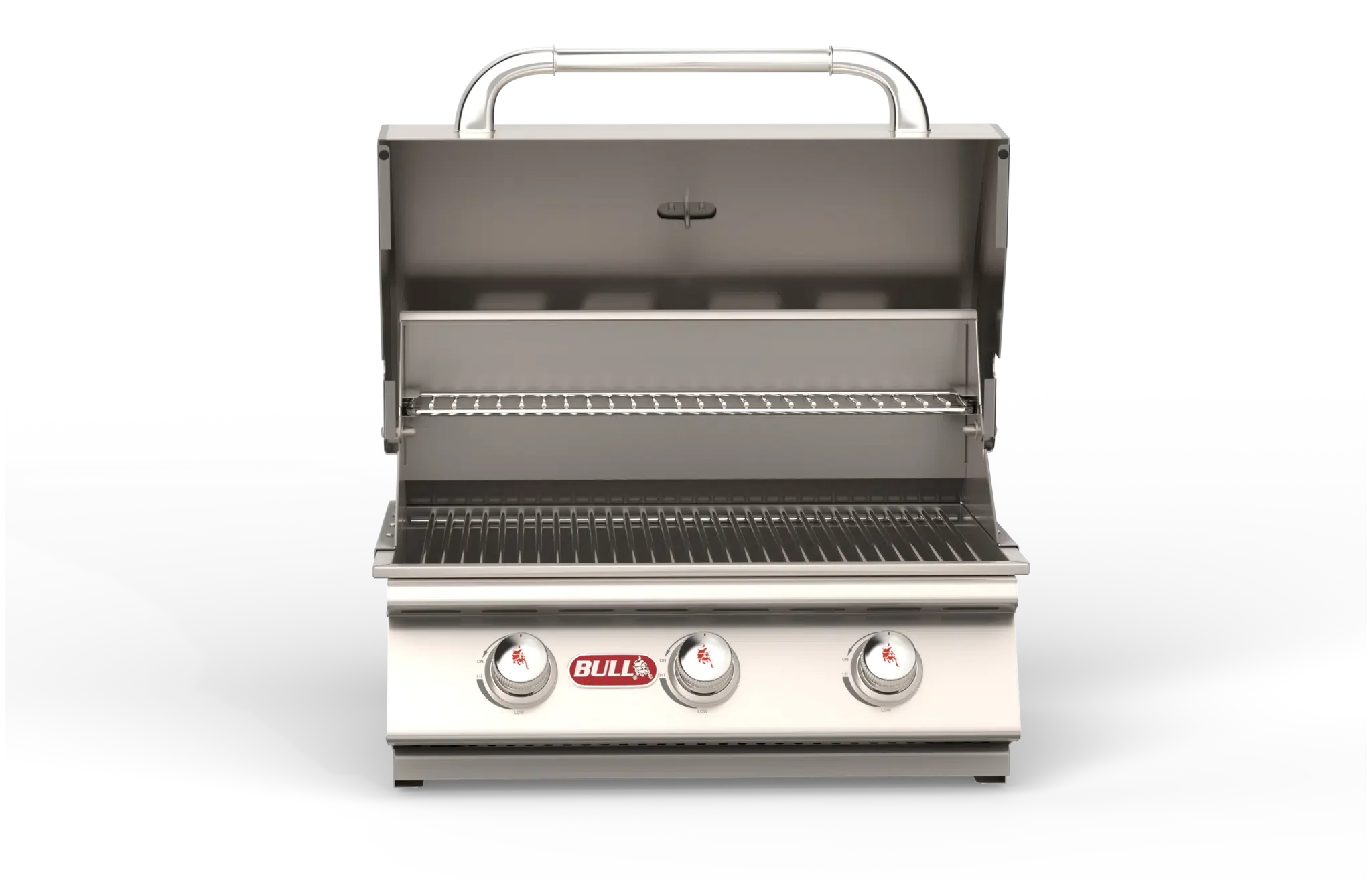 Bull Steer 25" Built-In 3-Burner Gas Grill with Dual Lined Hood & Heavy-Duty Thermometer