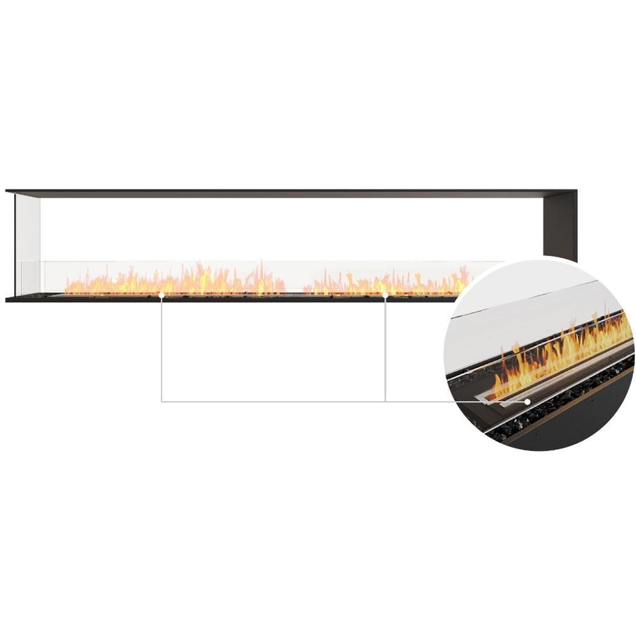 EcoSmart Fire 110" Flex 104PN Peninsula Ethanol Fireplace Insert with Dual Glass Windscreens by Mad Design Group