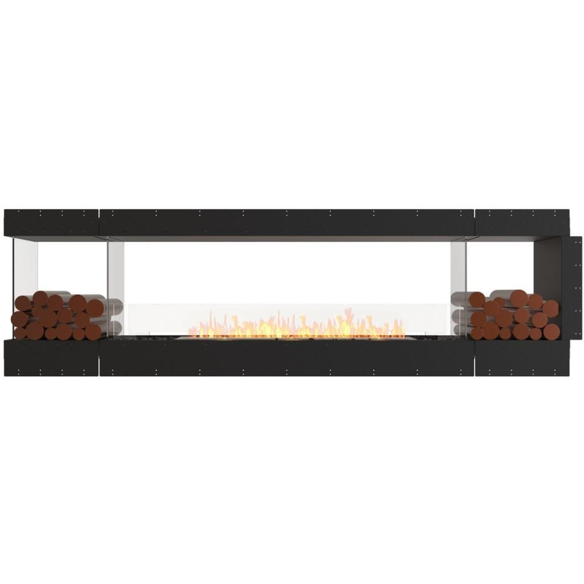 EcoSmart Fire 110" Flex 104PN Peninsula Ethanol Fireplace Insert with Decorative Box & Dual Glass Windscreens by Mad Design Group