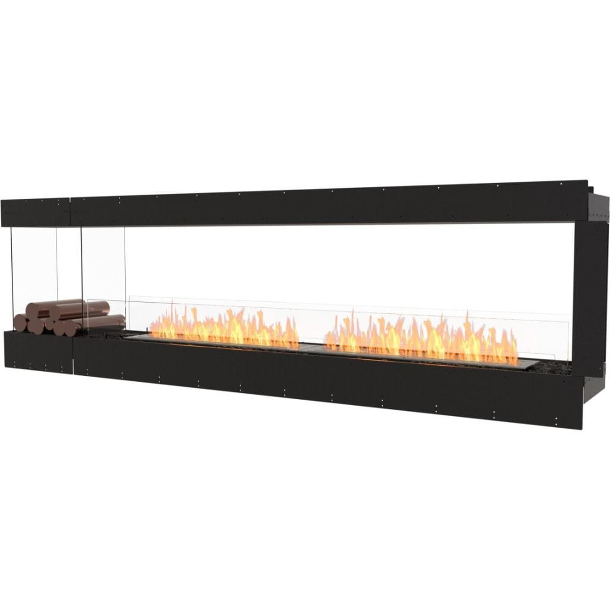 EcoSmart Fire 110" Flex 104PN Peninsula Ethanol Fireplace Insert with Decorative Box & Dual Glass Windscreens by Mad Design Group