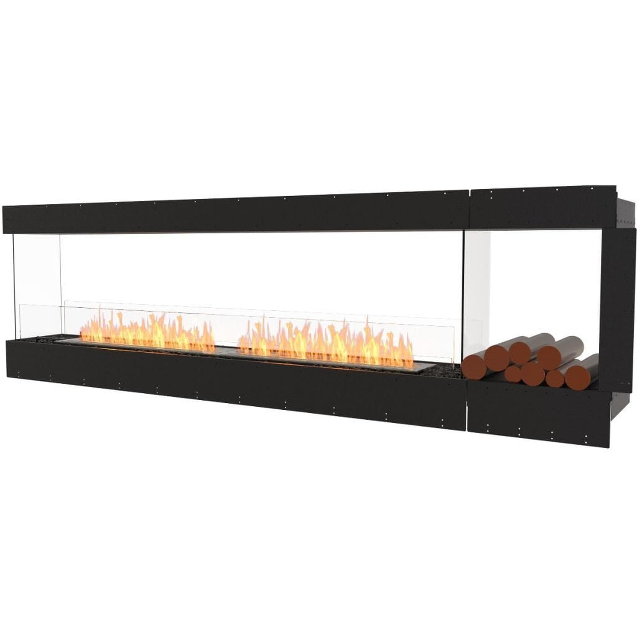 EcoSmart Fire 110" Flex 104PN Peninsula Ethanol Fireplace Insert with Decorative Box & Dual Glass Windscreens by Mad Design Group