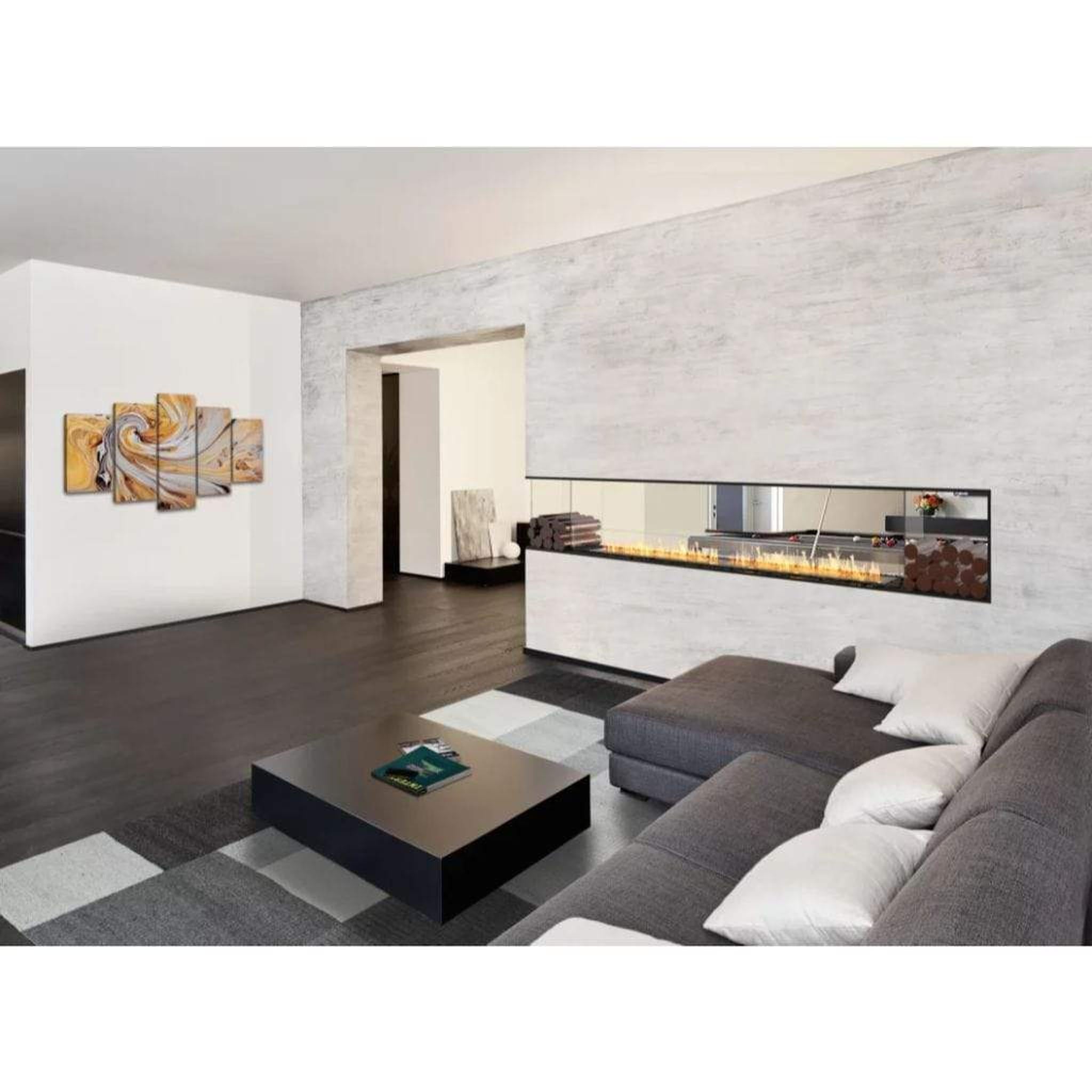 EcoSmart Fire 128" Flex 122PN Peninsula Ethanol Fireplace Insert with Decorative Box and Adjustable Flame by Mad Design Group