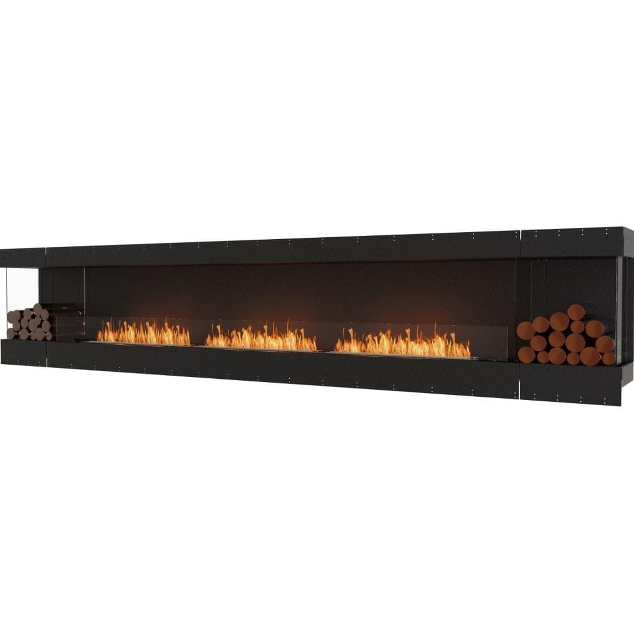 EcoSmart Fire 162" Flex 158BY Bay Ethanol Fireplace Insert with Dual Decorative Boxes by Mad Design Group