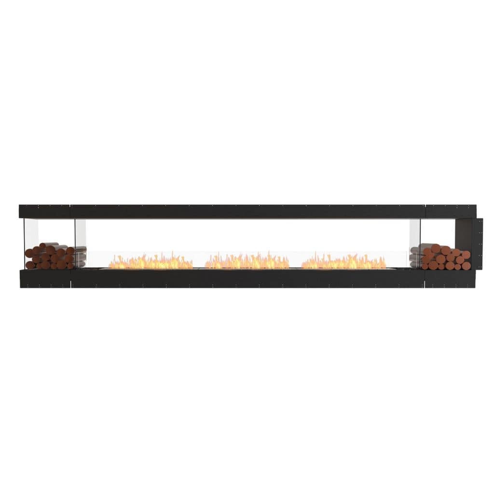 EcoSmart Fire 164" Flex 158PN Peninsula Ethanol Fireplace Insert with Dual Decorative Boxes by Mad Design Group