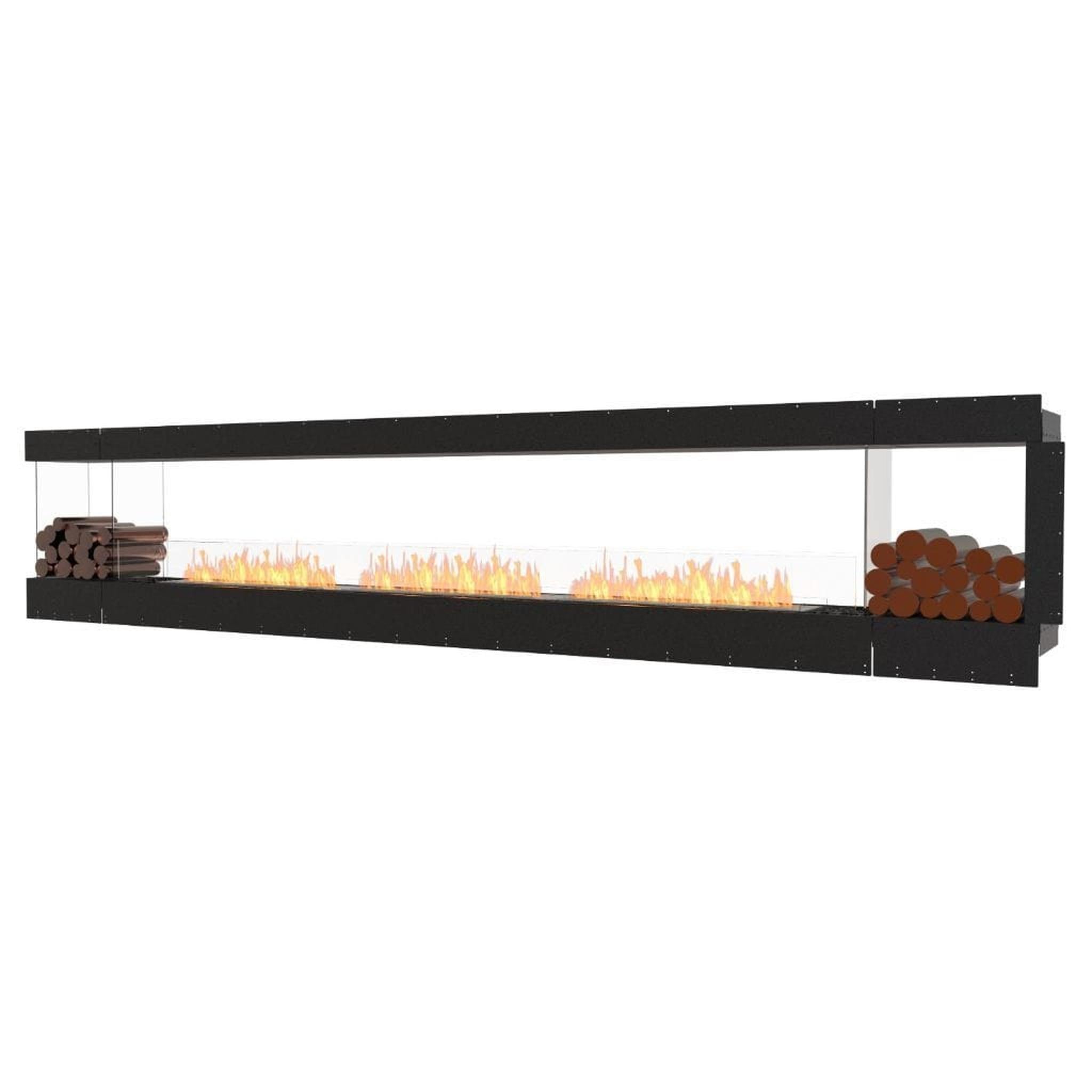 EcoSmart Fire 164" Flex 158PN Peninsula Ethanol Fireplace Insert with Dual Decorative Boxes by Mad Design Group