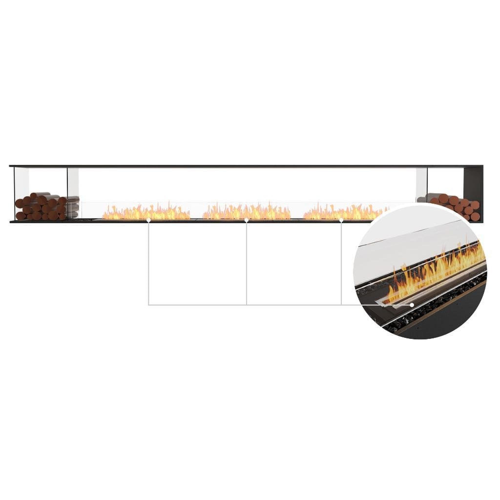 EcoSmart Fire 164" Flex 158PN Peninsula Ethanol Fireplace Insert with Dual Decorative Boxes by Mad Design Group