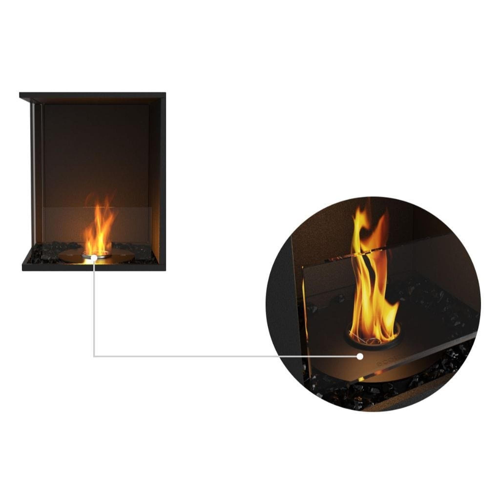 EcoSmart Fire Flex 18LC/18RC 20" Left or Right Corner Ethanol Fireplace Insert with Adjustable Flame by Mad Design Group