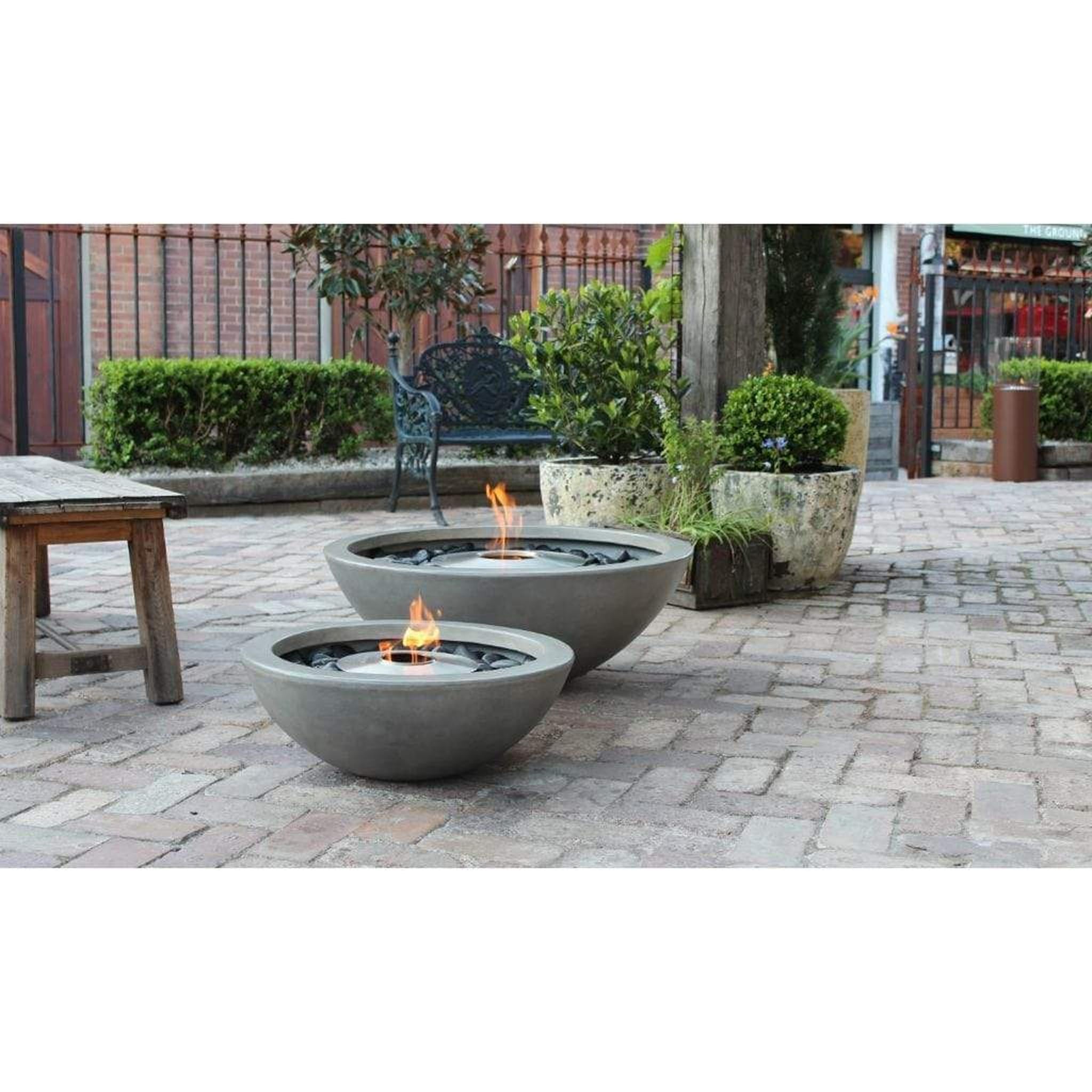 EcoSmart Fire 24" Round Mix 600 Concrete Fire Pit Bowl with Stainless Steel Burner by Mad Design Group