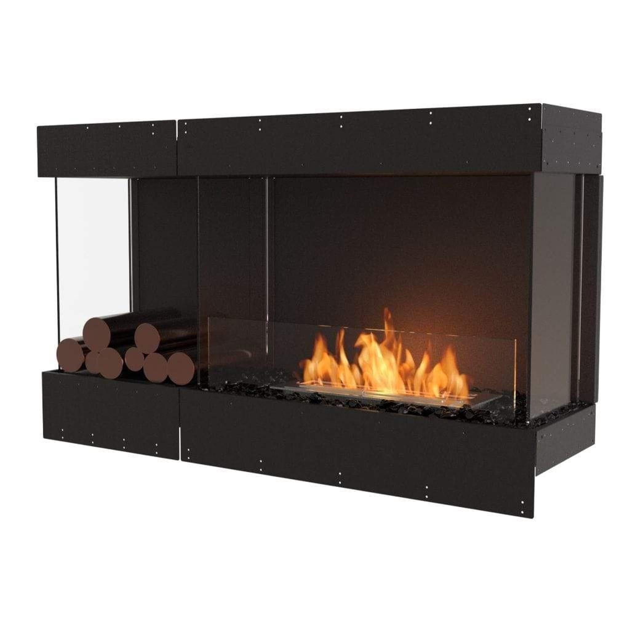 EcoSmart Fire 53" Flex 50BY Bay Ethanol Fireplace Insert with Decorative Box and Glass Windscreen by Mad Design Group