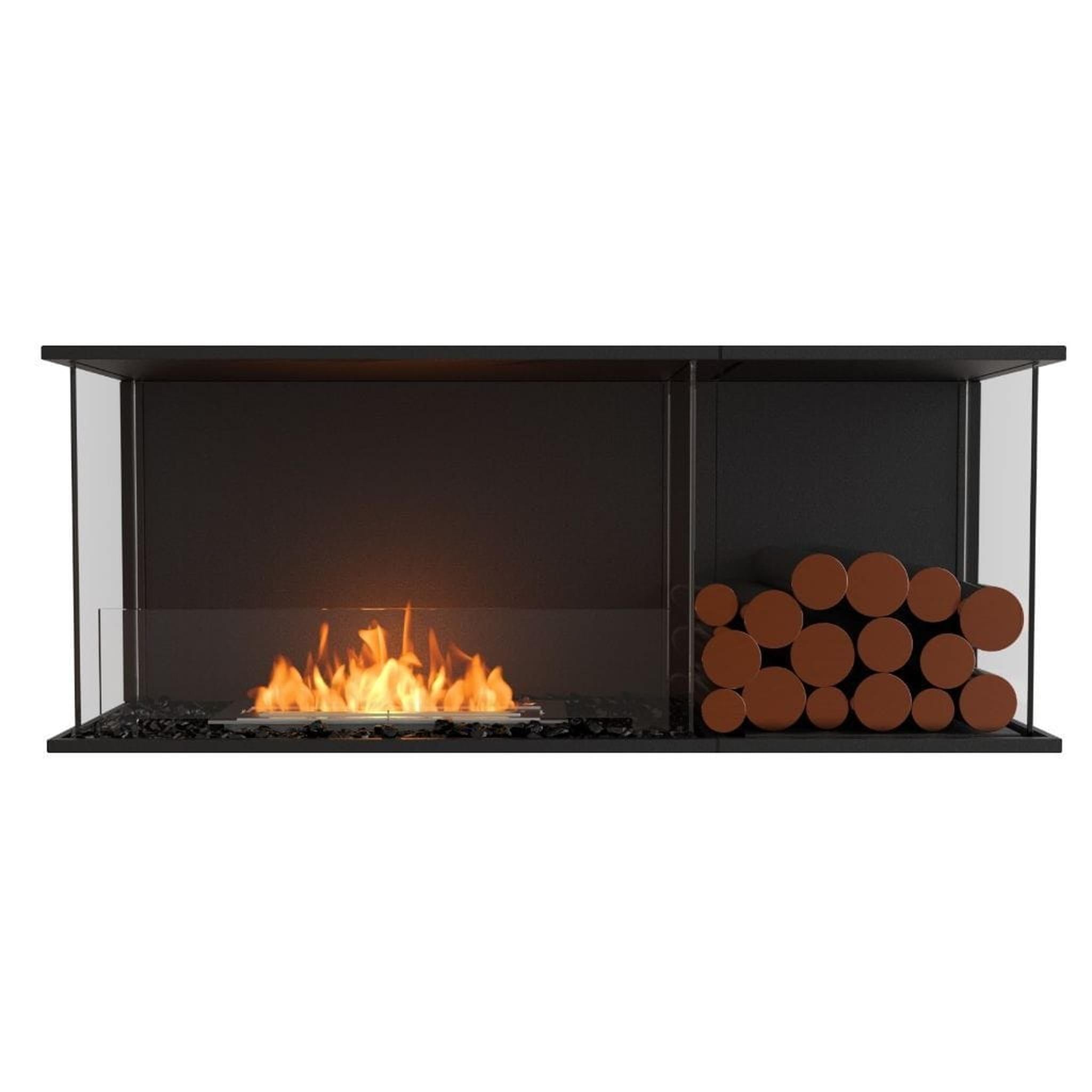 EcoSmart Fire 53" Flex 50BY Bay Ethanol Fireplace Insert with Decorative Box and Glass Windscreen by Mad Design Group