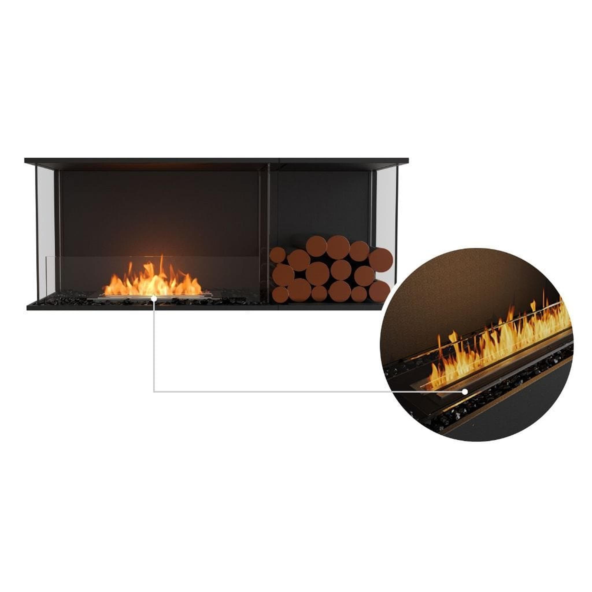EcoSmart Fire 53" Flex 50BY Bay Ethanol Fireplace Insert with Decorative Box and Glass Windscreen by Mad Design Group