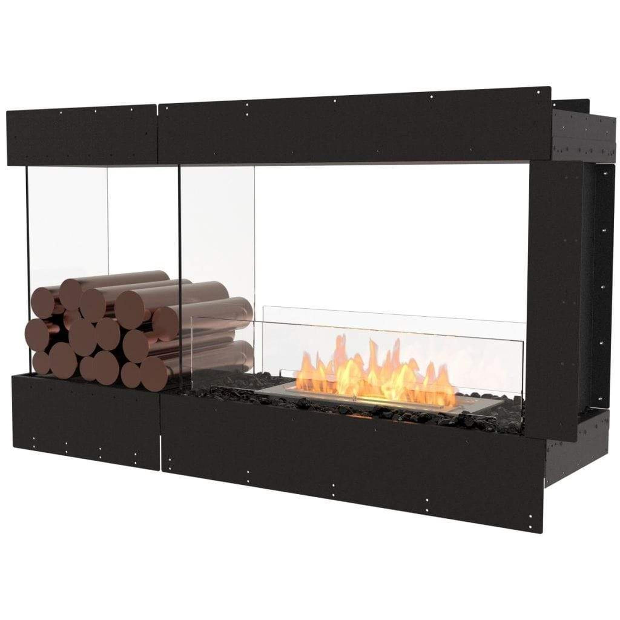 EcoSmart Fire 55" Flex 50PN Peninsula Ethanol Fireplace Insert with Decorative Box and Dual Glass Windscreens by Mad Design Group