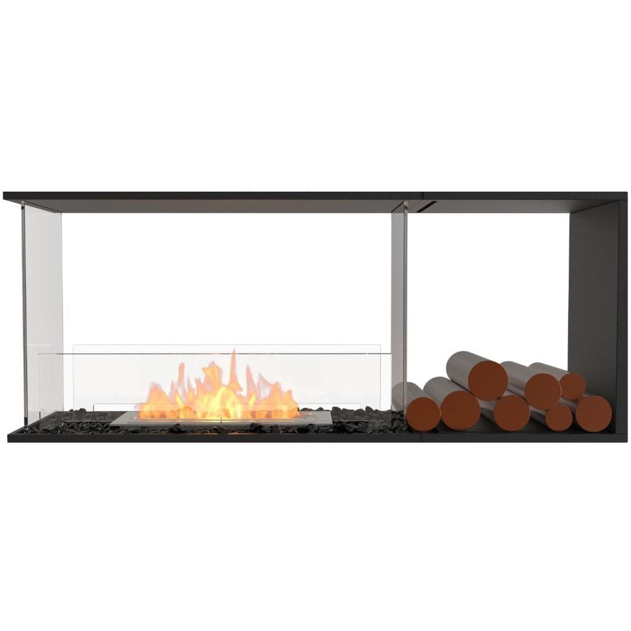 EcoSmart Fire 55" Flex 50PN Peninsula Ethanol Fireplace Insert with Decorative Box and Dual Glass Windscreens by Mad Design Group