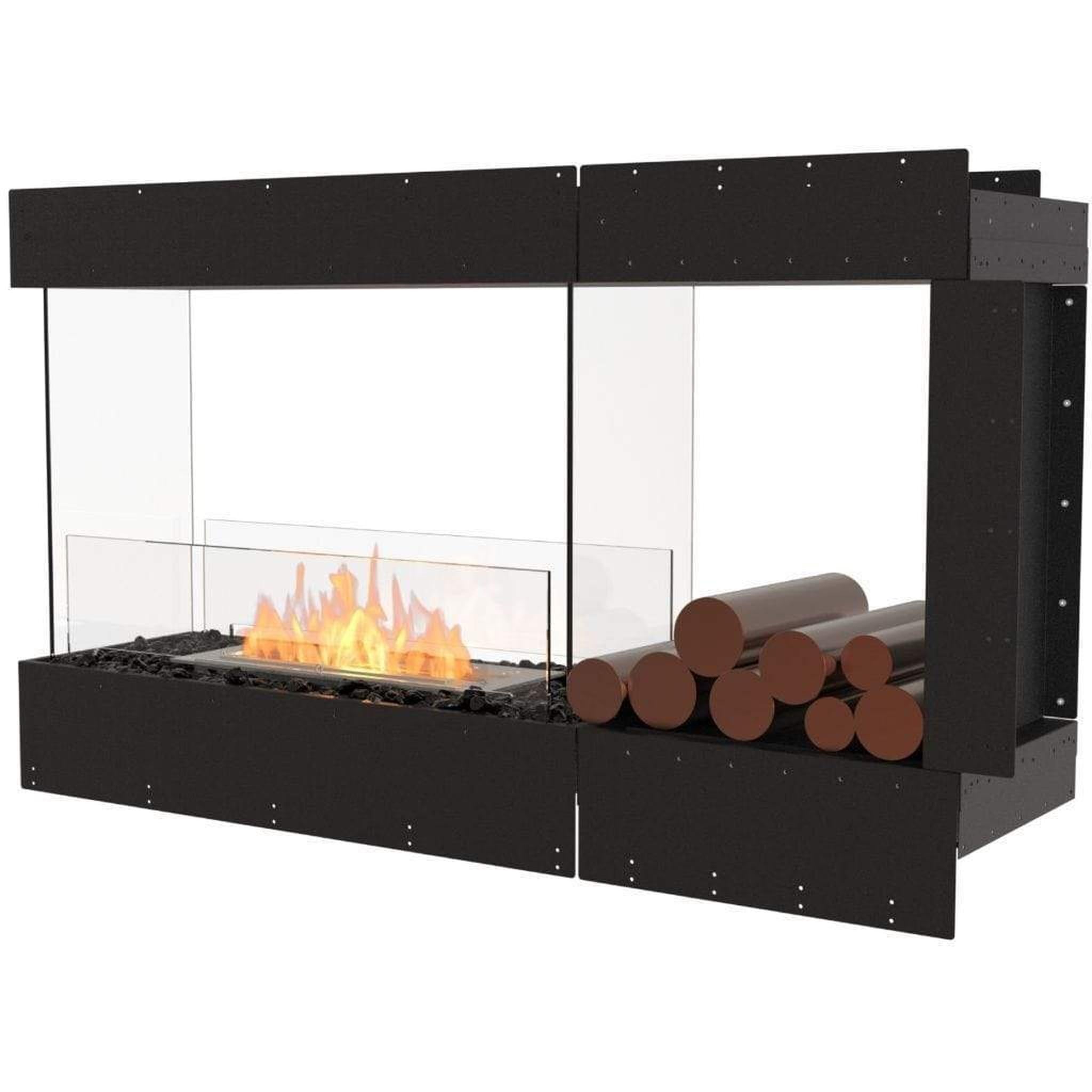 EcoSmart Fire 55" Flex 50PN Peninsula Ethanol Fireplace Insert with Decorative Box and Dual Glass Windscreens by Mad Design Group
