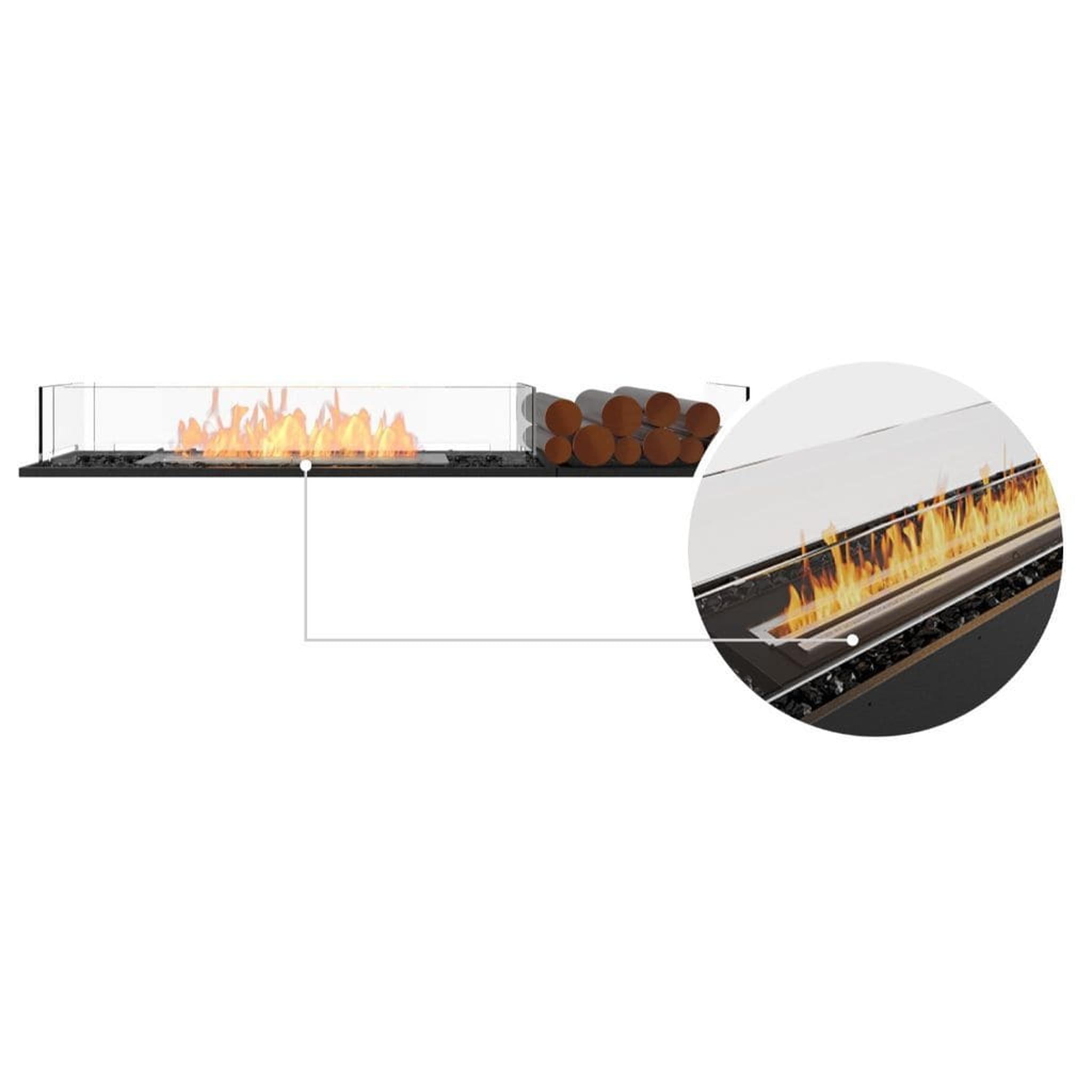 EcoSmart Fire 63" Flex 60BN Bench See-Through Ethanol Fireplace Insert with Decorative Box by Mad Design Group