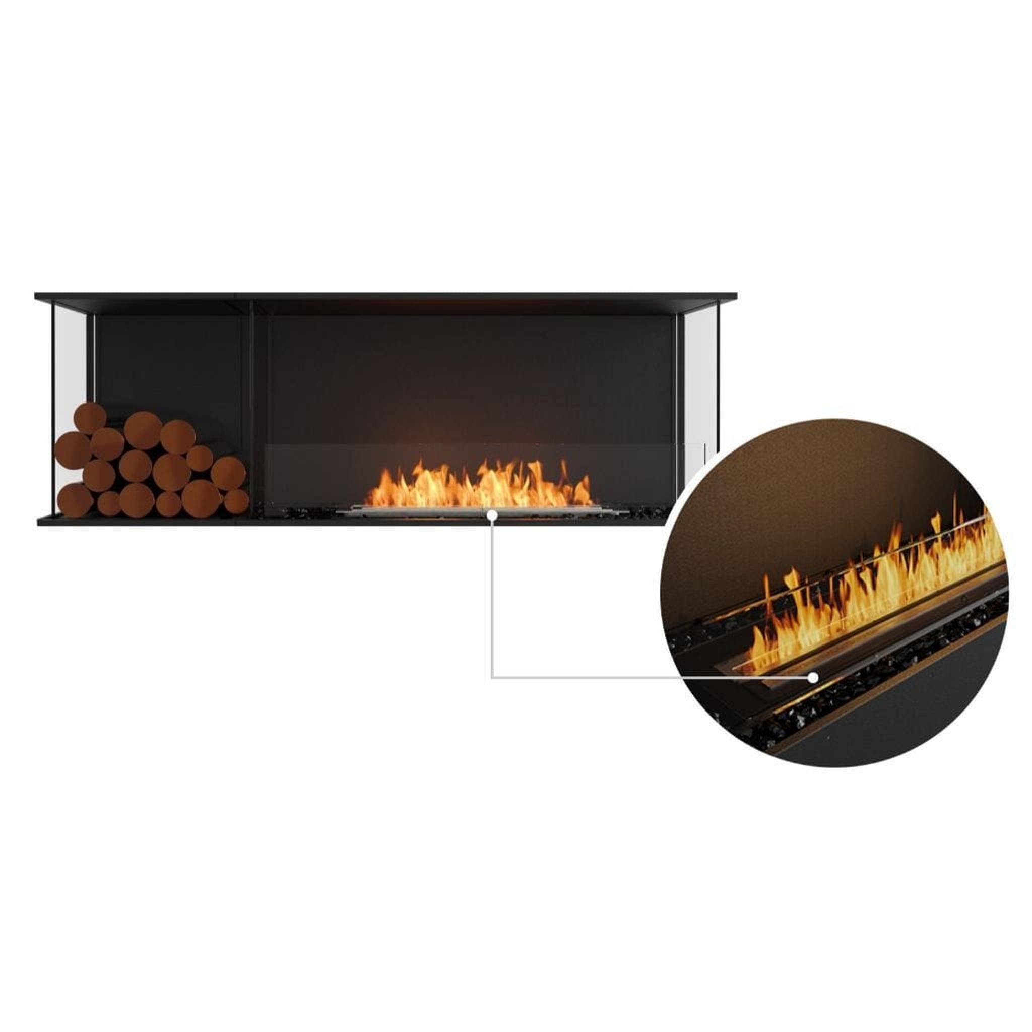 EcoSmart Fire 63" Flex 60BY Bay Ethanol Fireplace Insert with Decorative Box and Adjustable Flame by Mad Design Group