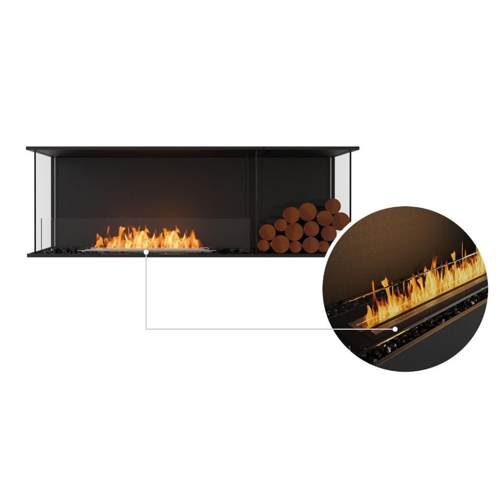 EcoSmart Fire 63" Flex 60BY Bay Ethanol Fireplace Insert with Decorative Box and Adjustable Flame by Mad Design Group