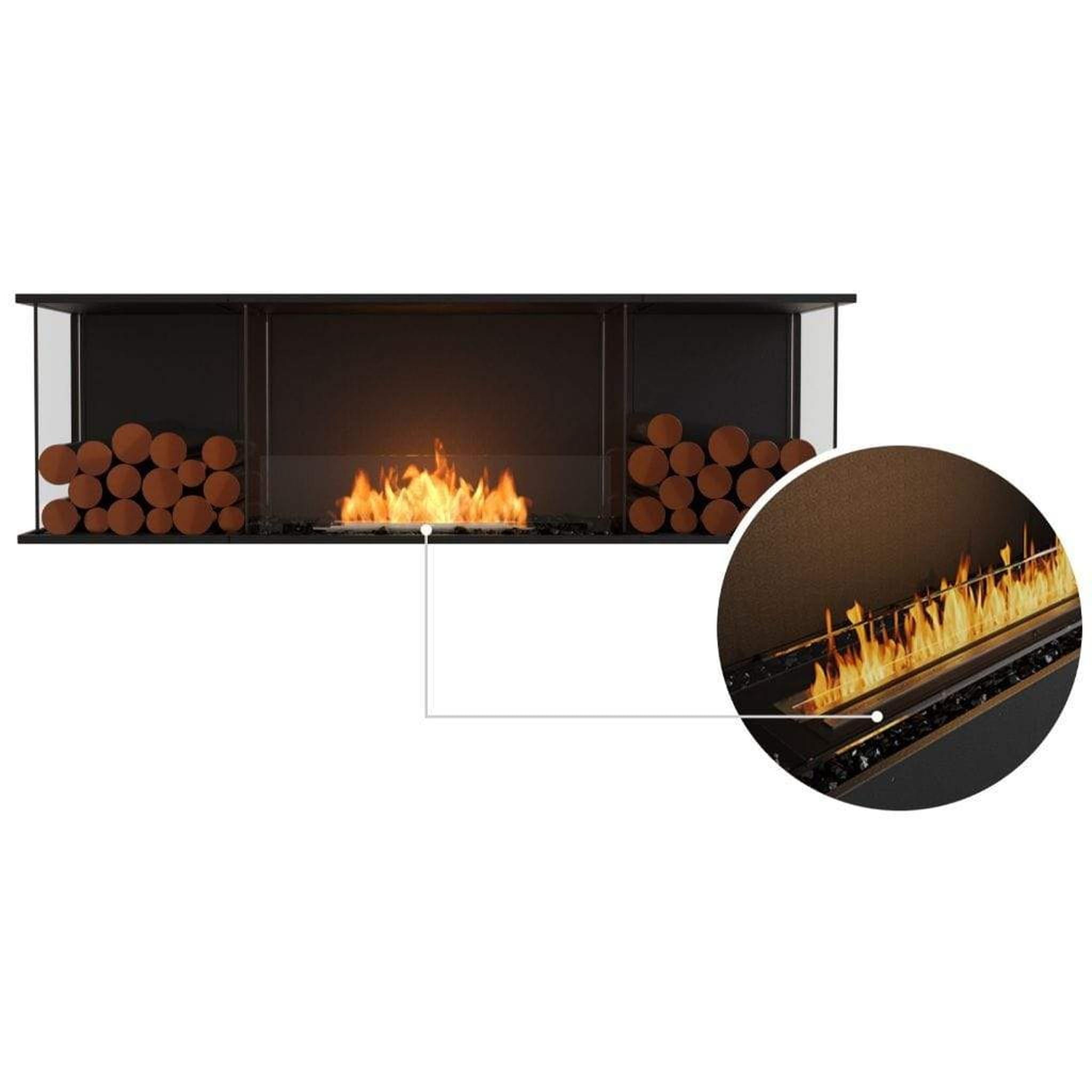 EcoSmart Fire 71" Flex 68BY Bay Ethanol Fireplace Insert with Decorative Box and Adjustable Flame by Mad Design Group
