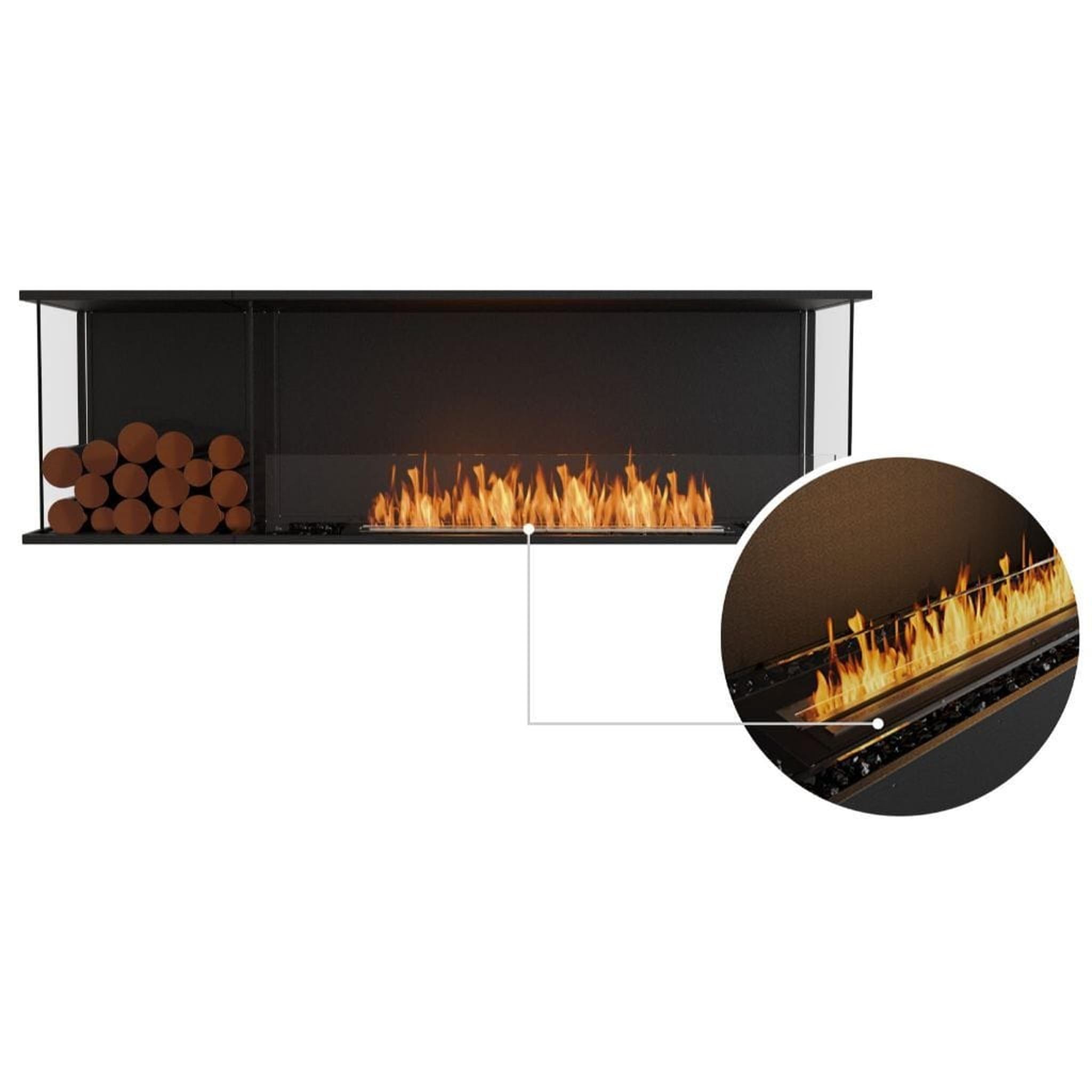 EcoSmart Fire 71" Flex 68BY Bay Ethanol Fireplace Insert with Decorative Box and Adjustable Flame by Mad Design Group