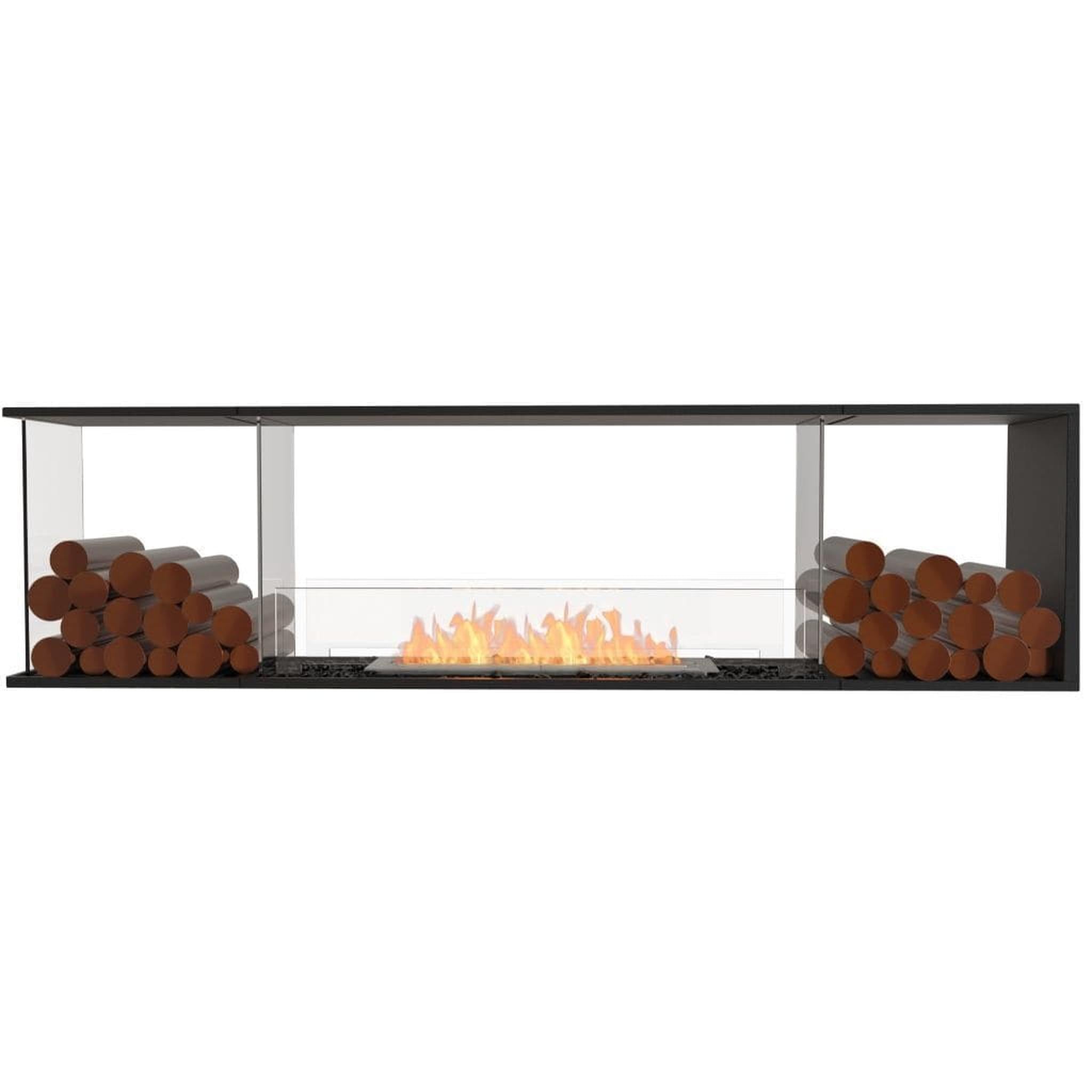 EcoSmart Fire 83" Flex 78PN Peninsula Ethanol Fireplace Insert with Decorative Box and Dual Glass Windscreens by Mad Design Group