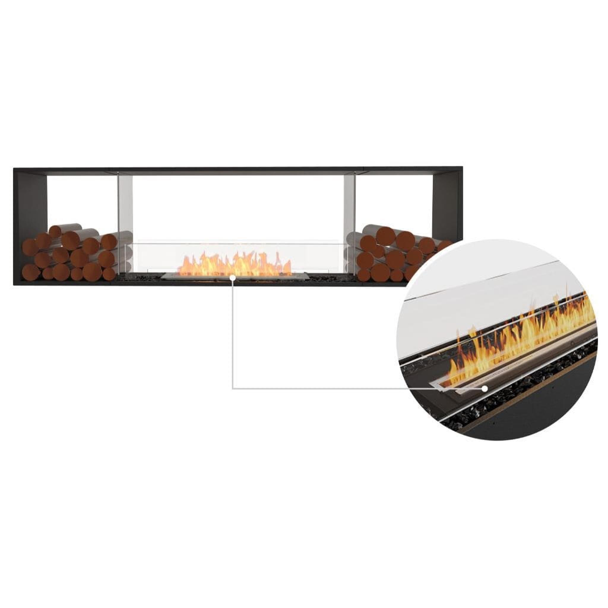 EcoSmart Fire 86" Flex 78DB Double Sided Ethanol Fireplace Insert with Decorative Box and Zero Clearance Multi-Sided View by Mad Design Group