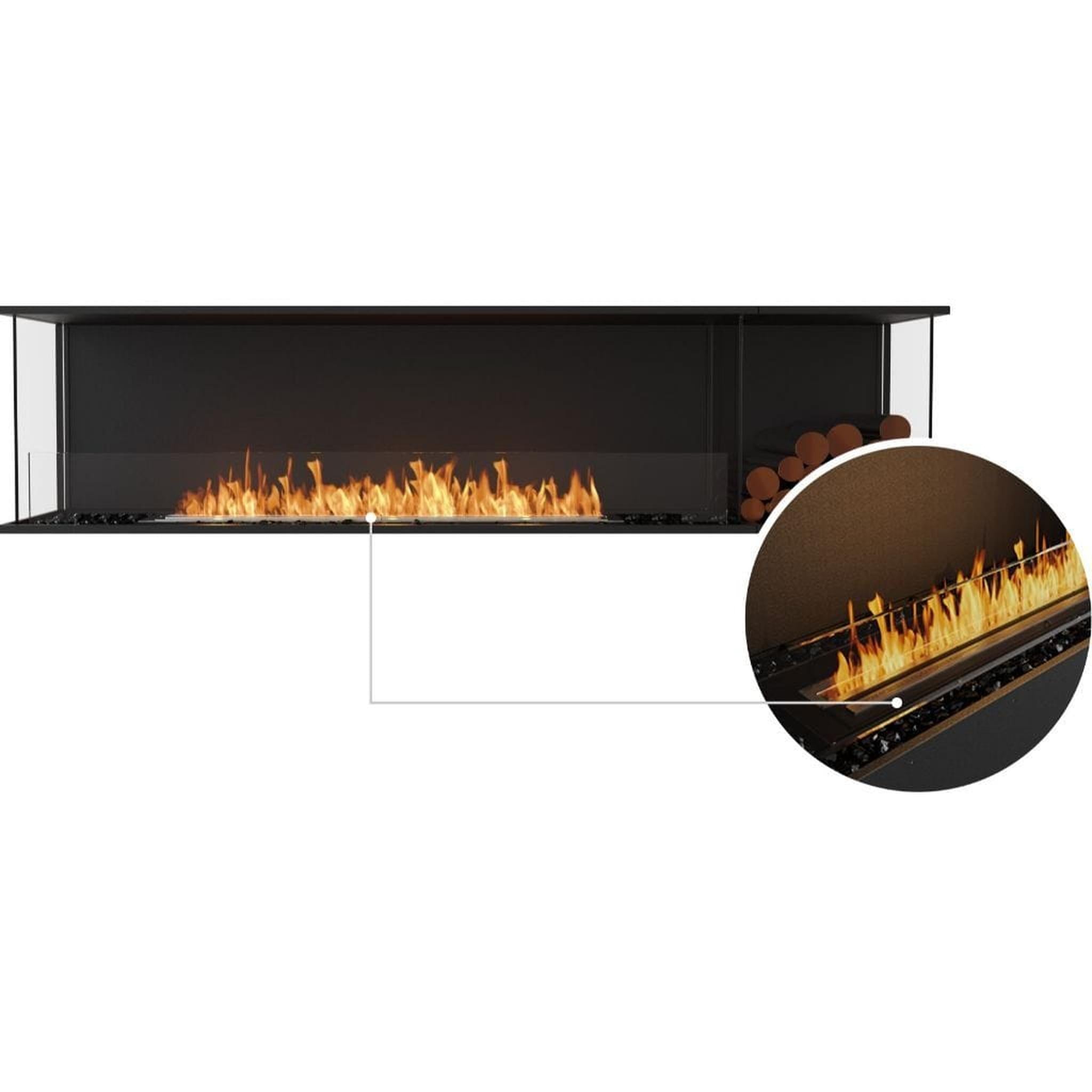 EcoSmart Fire 89" Flex 86BY Bay Ethanol Fireplace Insert with Decorative Box and Adjustable Flame by Mad Design Group