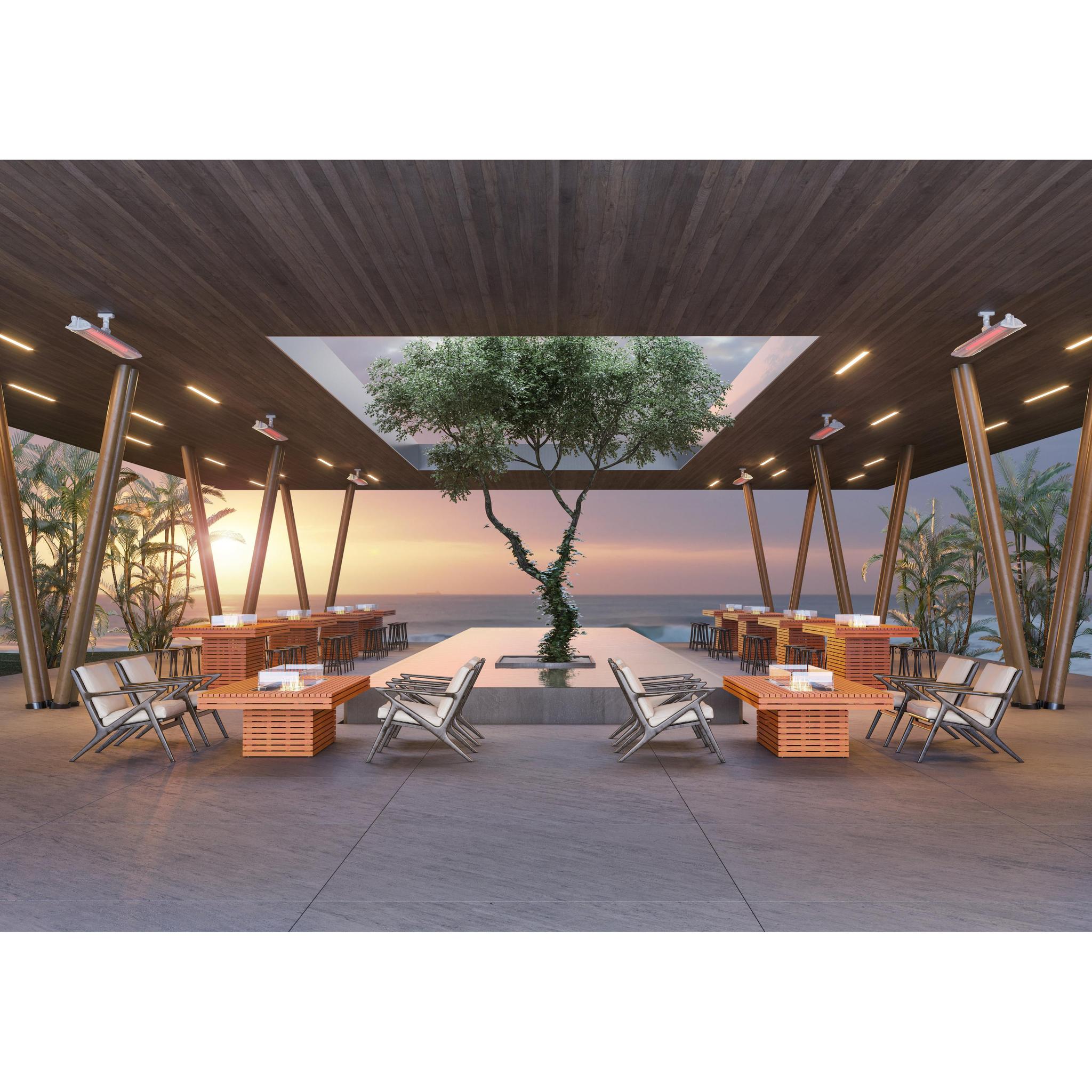 EcoSmart Fire 89" Gin 90 Chat Height Fire Pit Table with Ethanol Burner – Handcrafted Concrete Design by Mad Design Group