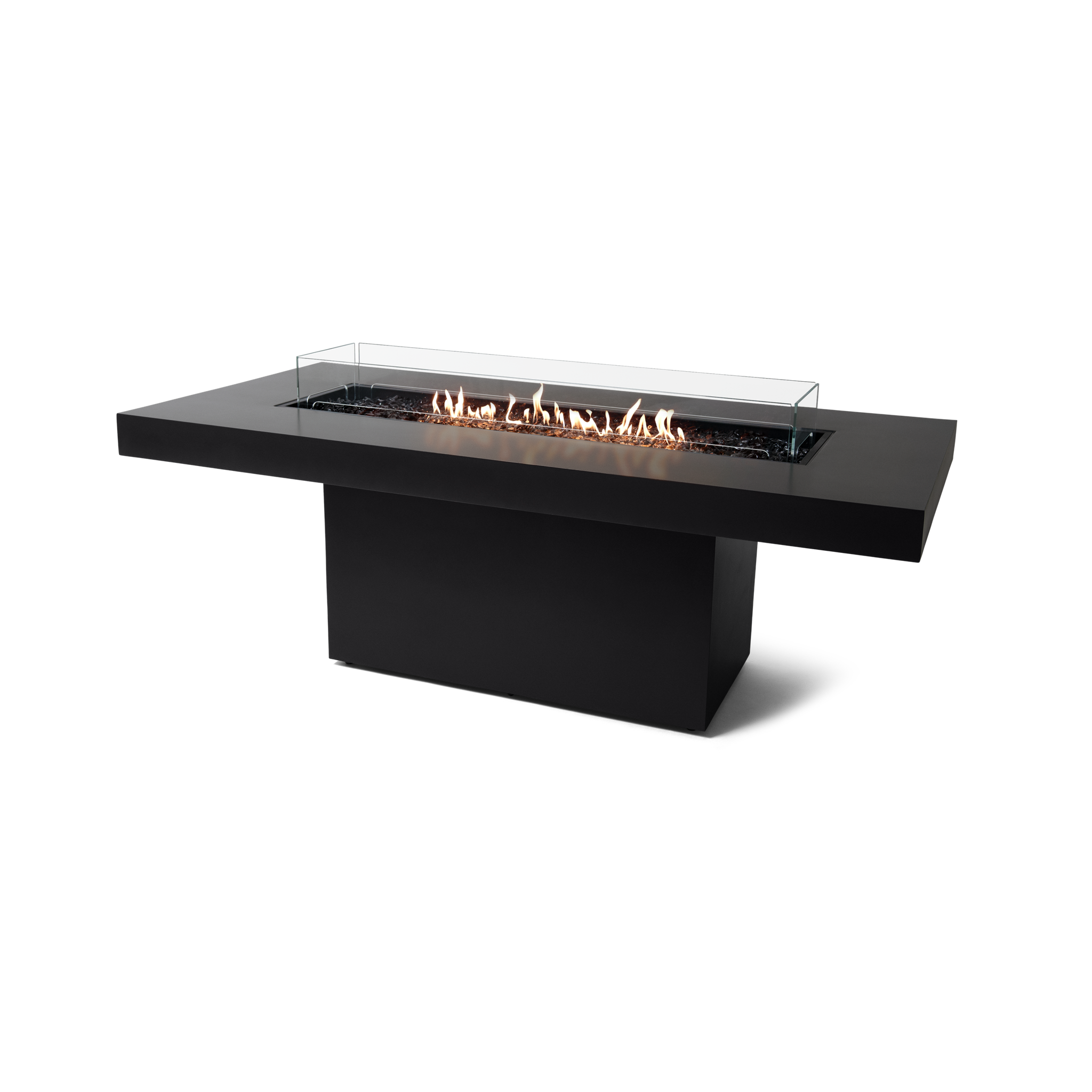 EcoSmart Fire 89" Gin 90 Dining Height Fire Pit Table with Gas LP/NG Burner – Black Stainless Steel Base by Mad Design Group