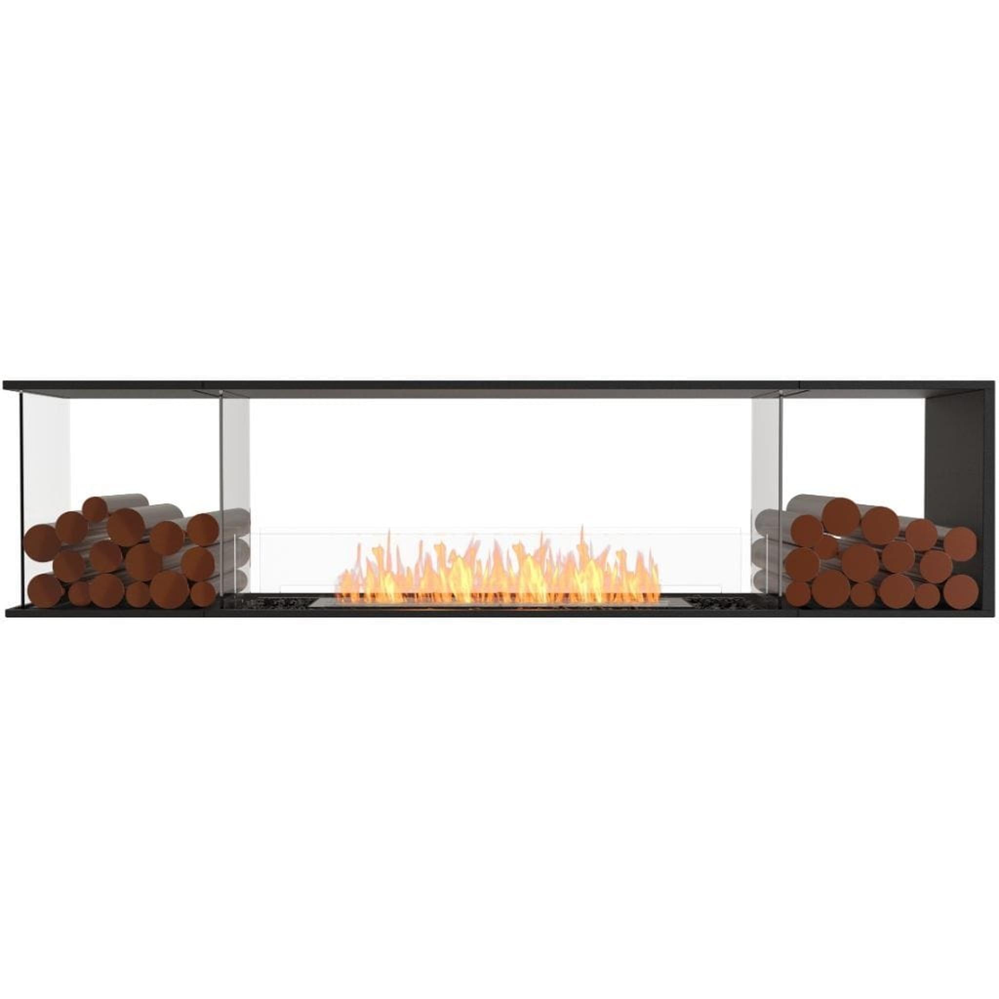 EcoSmart Fire 91" Flex 86PN Peninsula Ethanol Fireplace Insert with Decorative Box & Dual Glass Windscreens by Mad Design Group