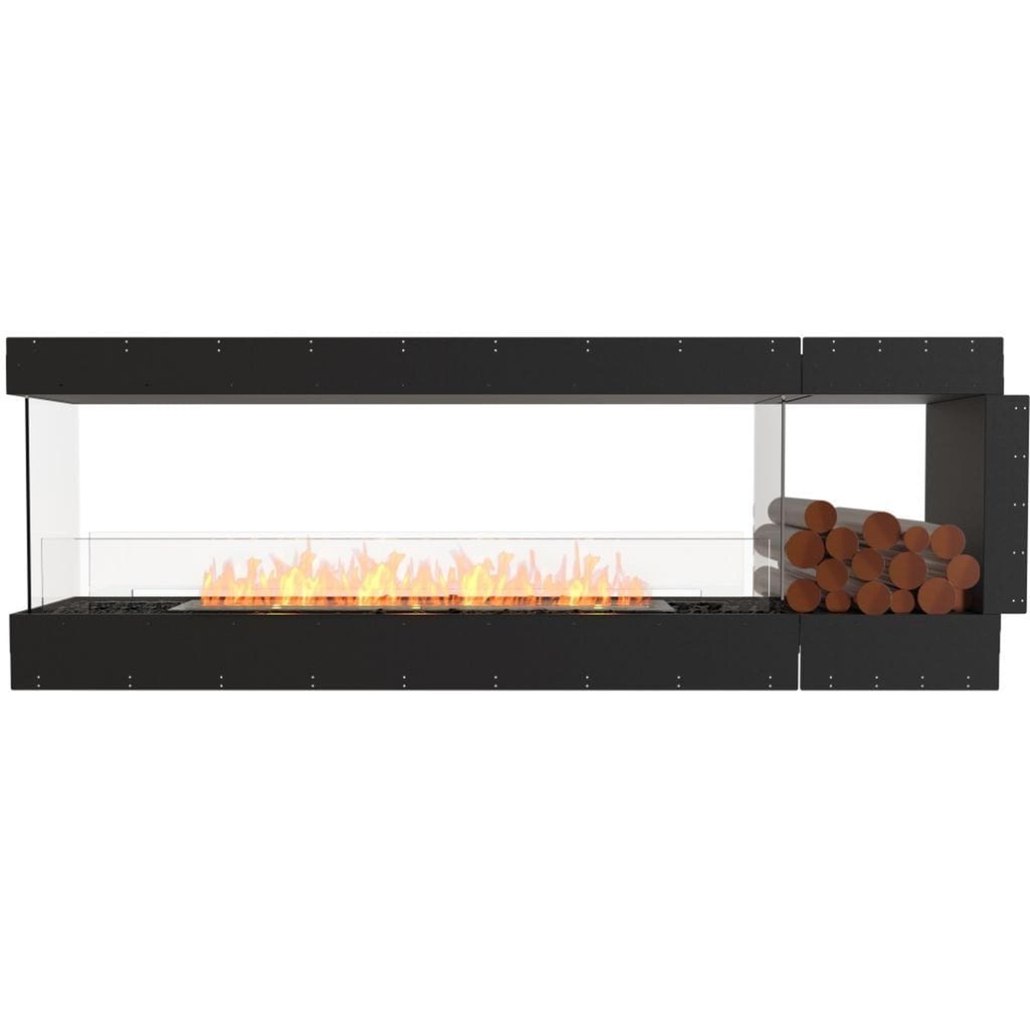 EcoSmart Fire 91" Flex 86PN Peninsula Ethanol Fireplace Insert with Decorative Box & Dual Glass Windscreens by Mad Design Group