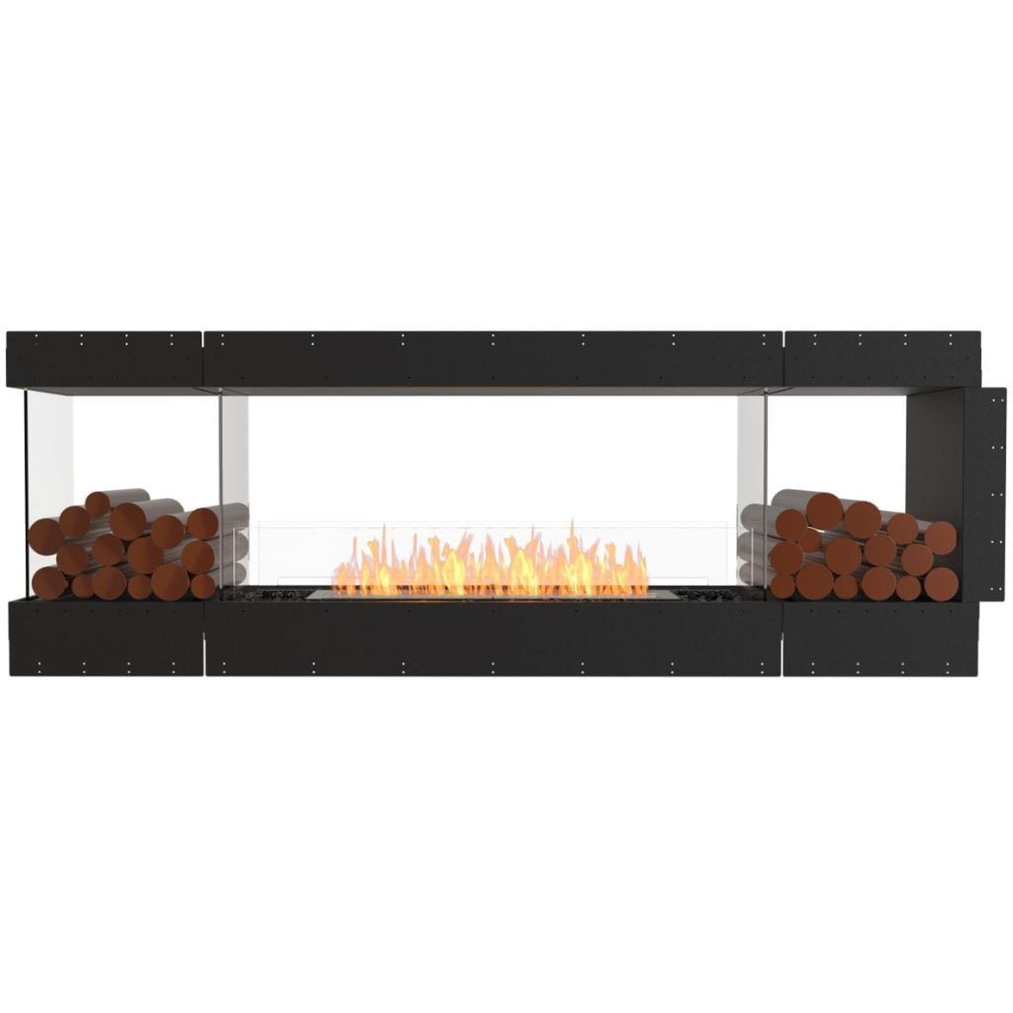 EcoSmart Fire 91" Flex 86PN Peninsula Ethanol Fireplace Insert with Decorative Box & Dual Glass Windscreens by Mad Design Group