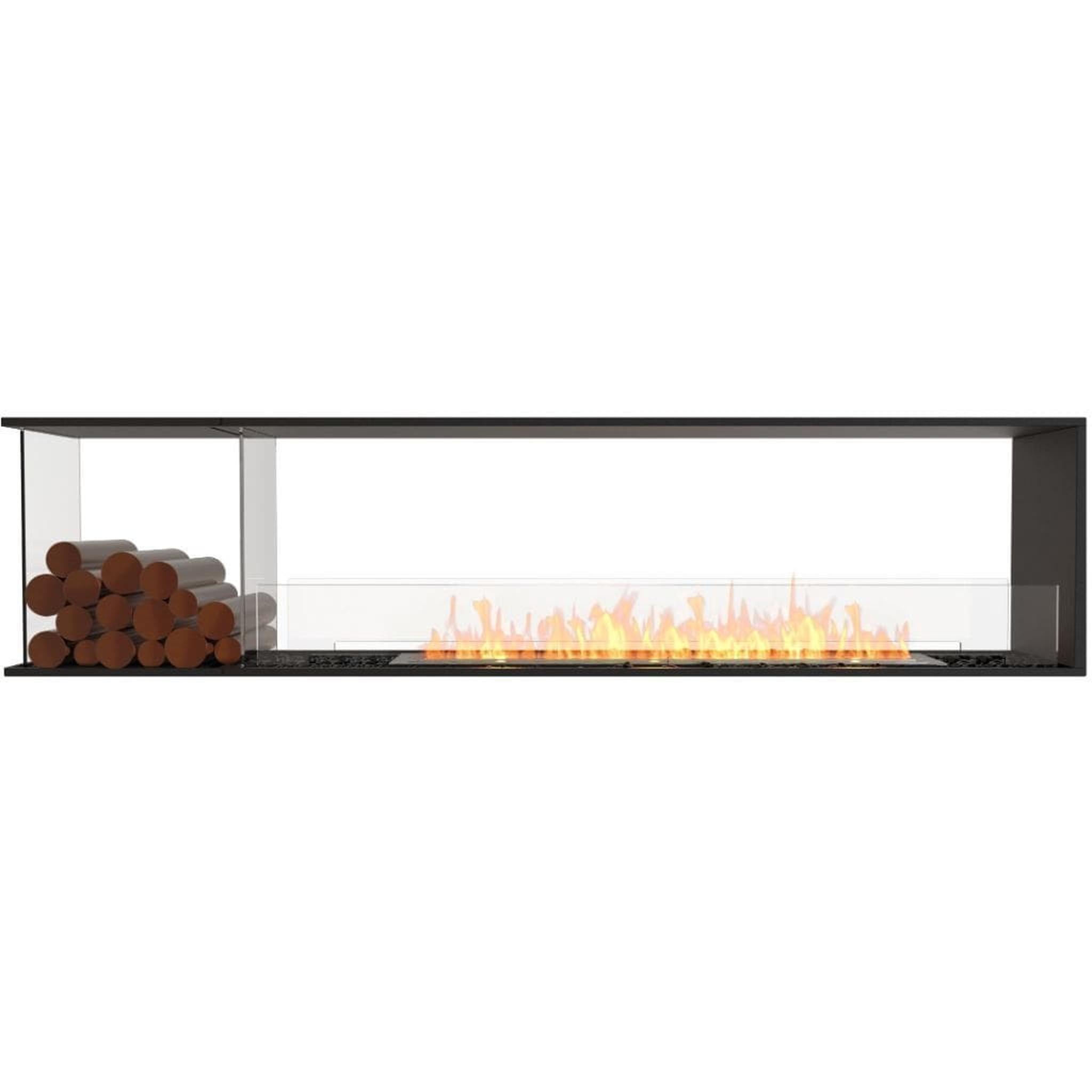 EcoSmart Fire 91" Flex 86PN Peninsula Ethanol Fireplace Insert with Decorative Box & Dual Glass Windscreens by Mad Design Group