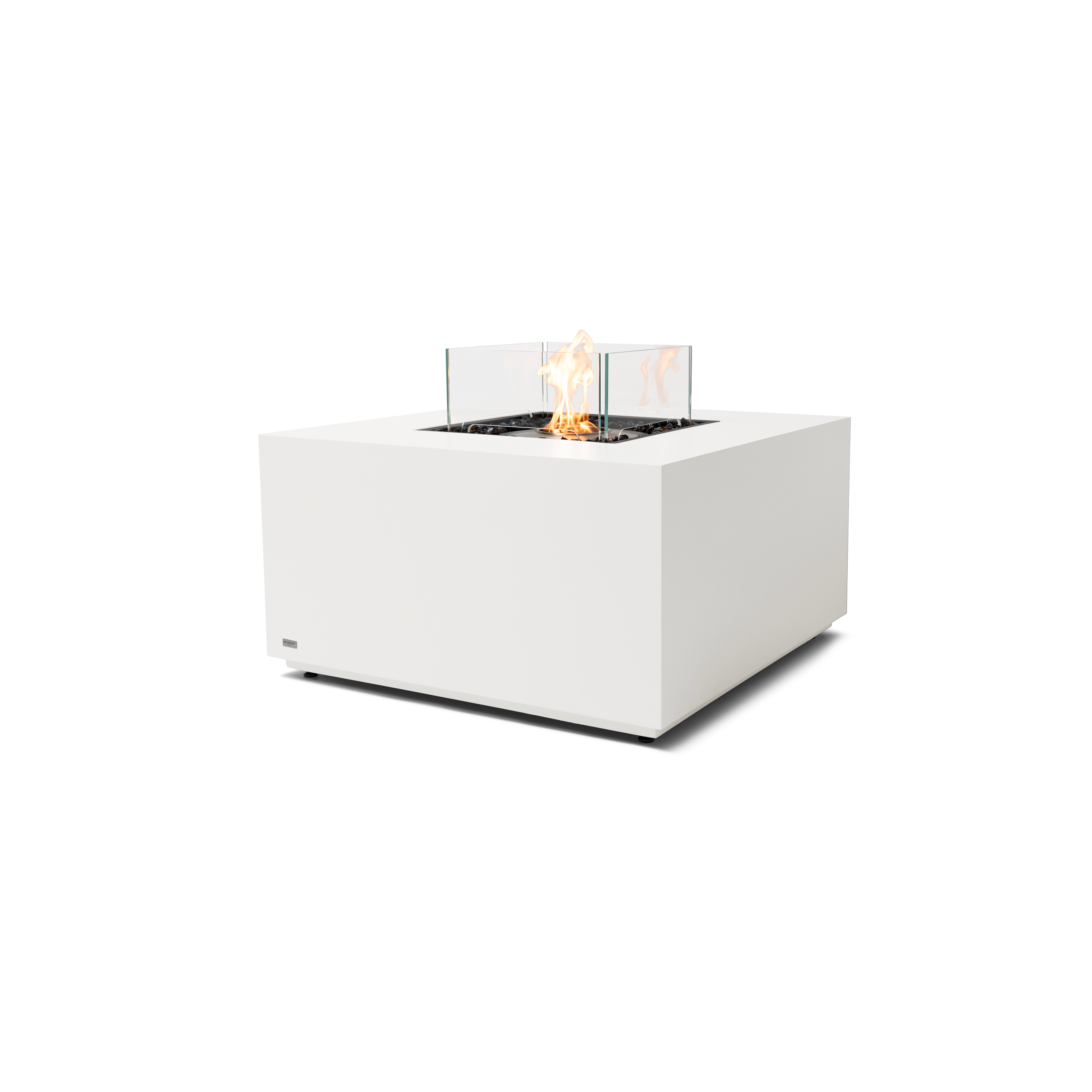 EcoSmart Fire Chaser 38" Bone Indoor Fire Pit Table with Stainless Steel Burner and Versatile Glass Screens by MAD Design Group
