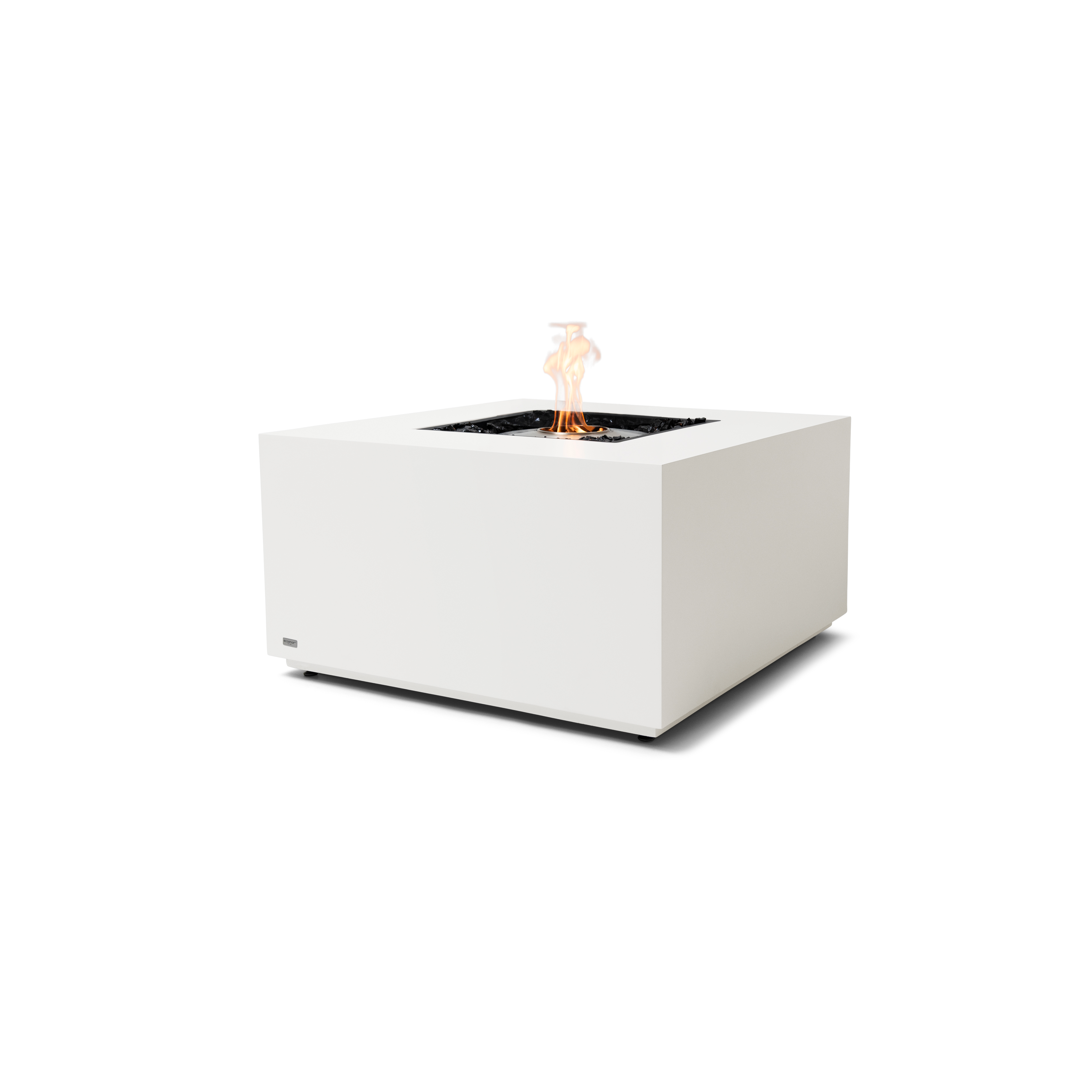EcoSmart Fire Chaser 38" Bone Indoor Fire Pit Table with Stainless Steel Burner and Versatile Glass Screens by MAD Design Group
