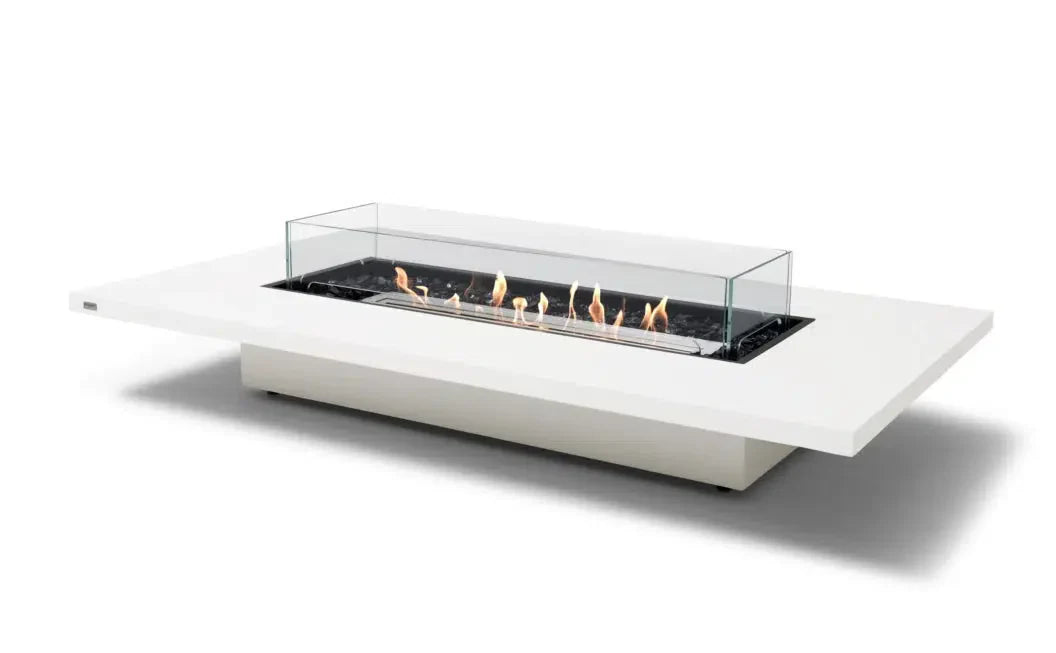 EcoSmart Fire Daiquiri 71" Bone Freestanding Indoor Fire Table with Stainless Steel Burner and Floating Tabletop by MAD Design Group