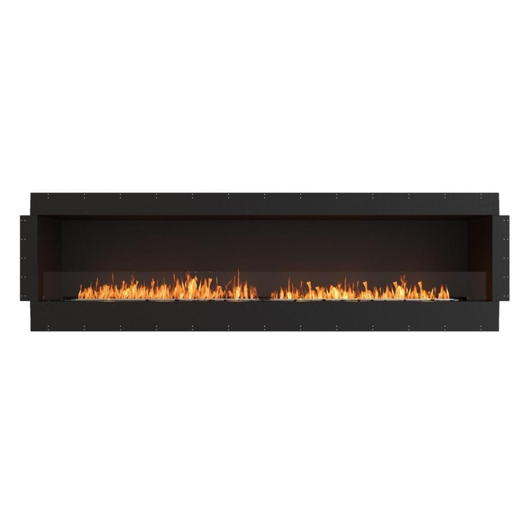 EcoSmart Fire Flex 104SS 112" Black Single Sided Ethanol Fireplace Insert with Stainless Steel Burner and Black Glass Charcoal by Mad Design Group