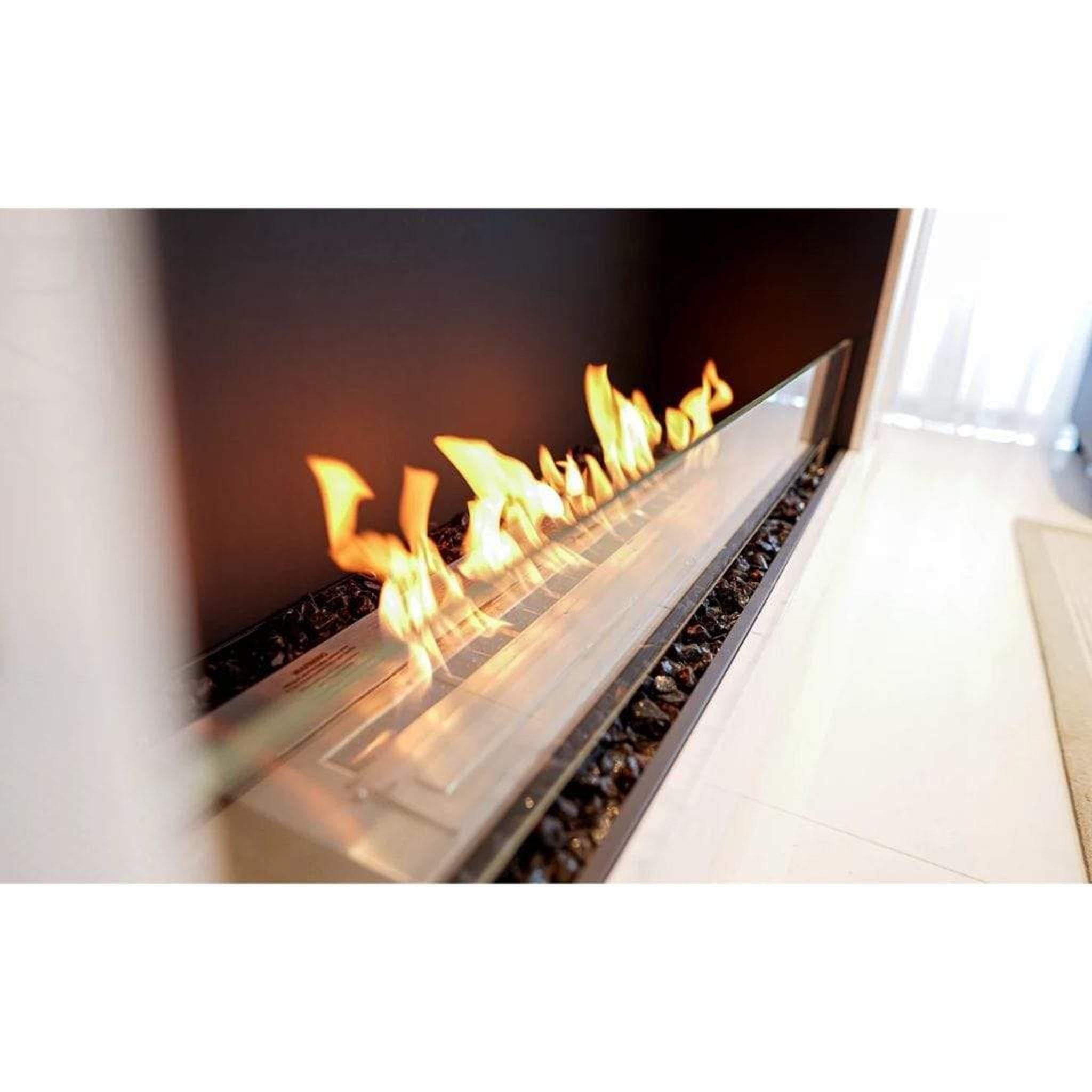 EcoSmart Fire Flex 18SS 22" Black Single Sided Ethanol Fireplace Insert with Clean-Burning Stainless Steel Burner by Mad Design Group