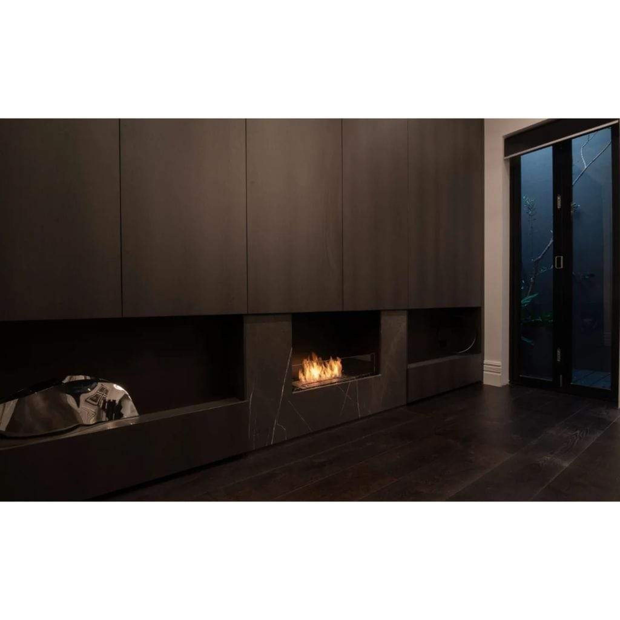 EcoSmart Fire Flex 18SS 22" Black Single Sided Ethanol Fireplace Insert with Clean-Burning Stainless Steel Burner by Mad Design Group