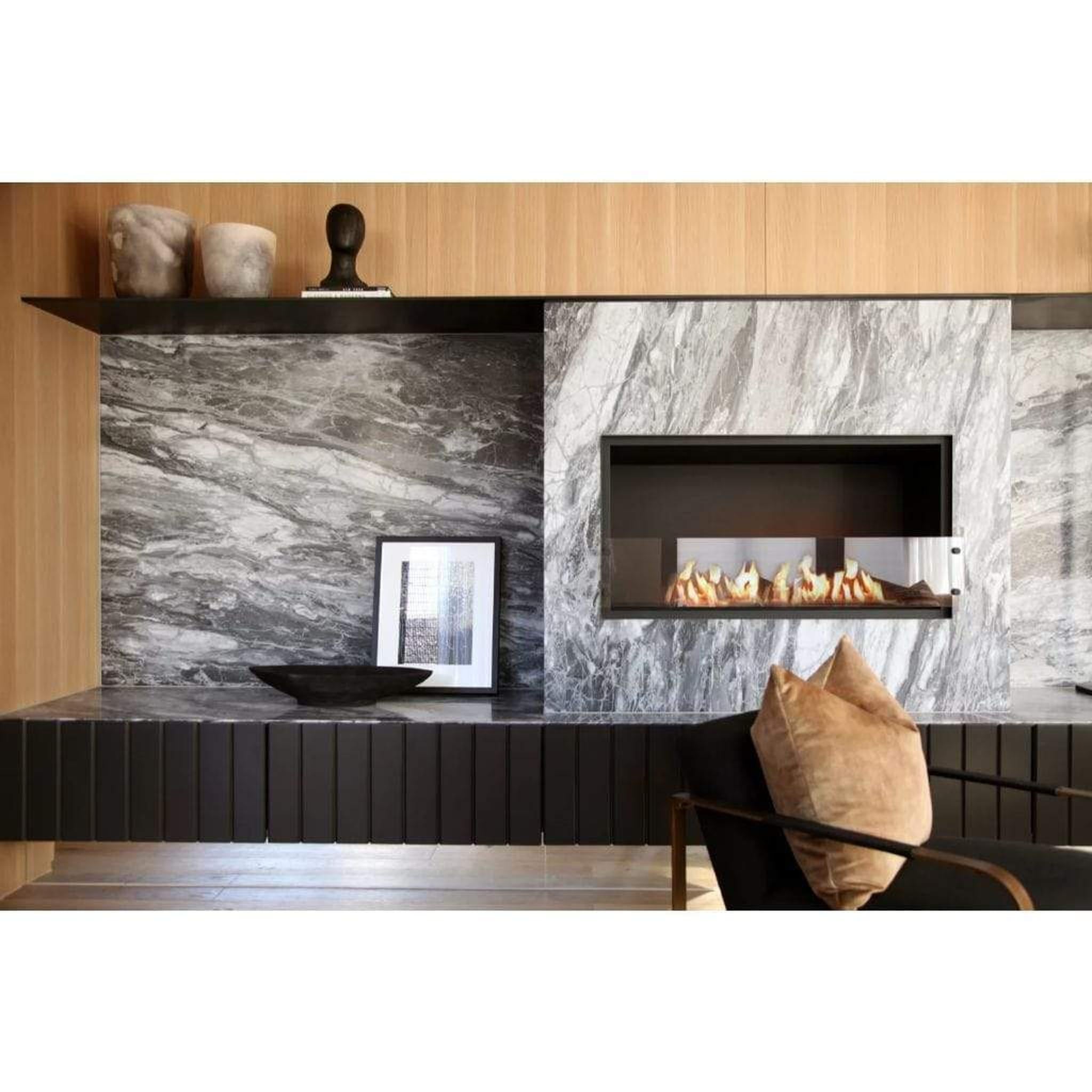 EcoSmart Fire Flex 42SS 49" Black Single Sided Ethanol Fireplace Insert with Clean-Burning Stainless Steel Burner by Mad Design Group