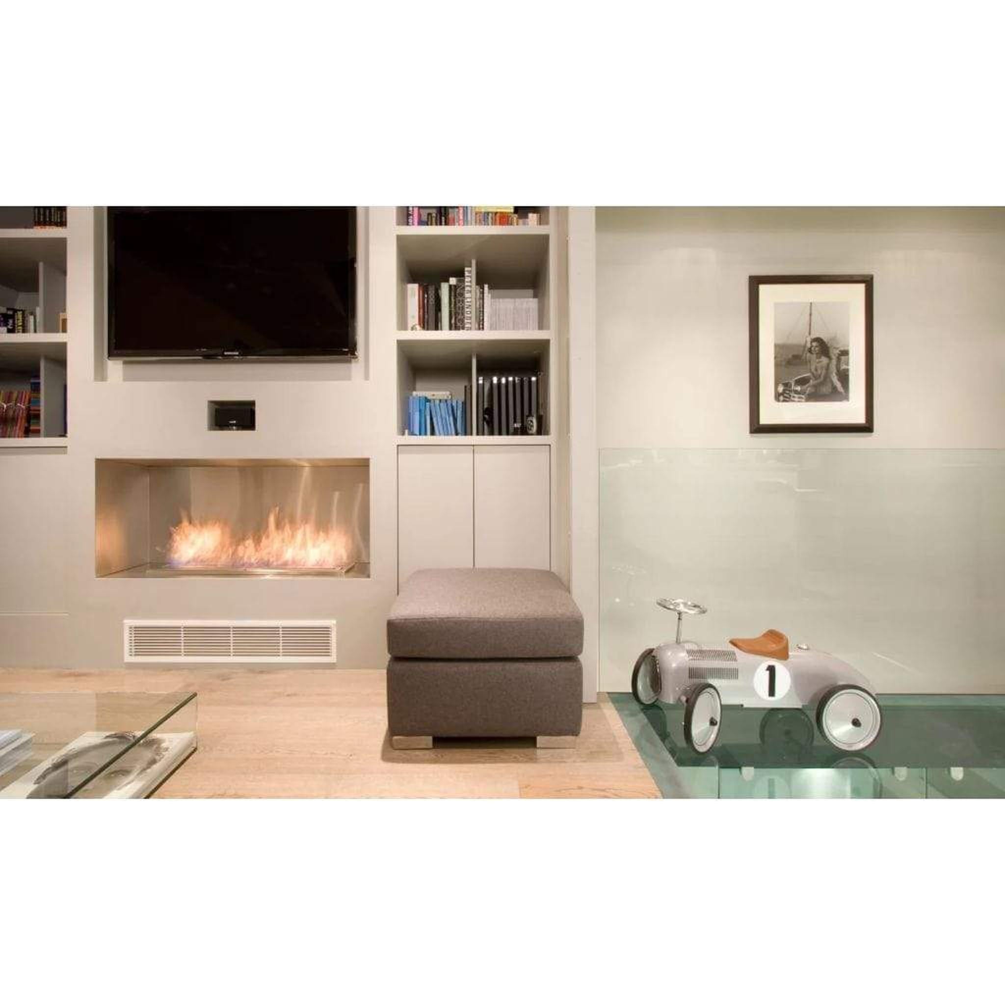 EcoSmart Fire Flex 50SS 57" Black Single Sided Ethanol Fireplace Insert with Clean-Burning Stainless Steel Burner by Mad Design Group