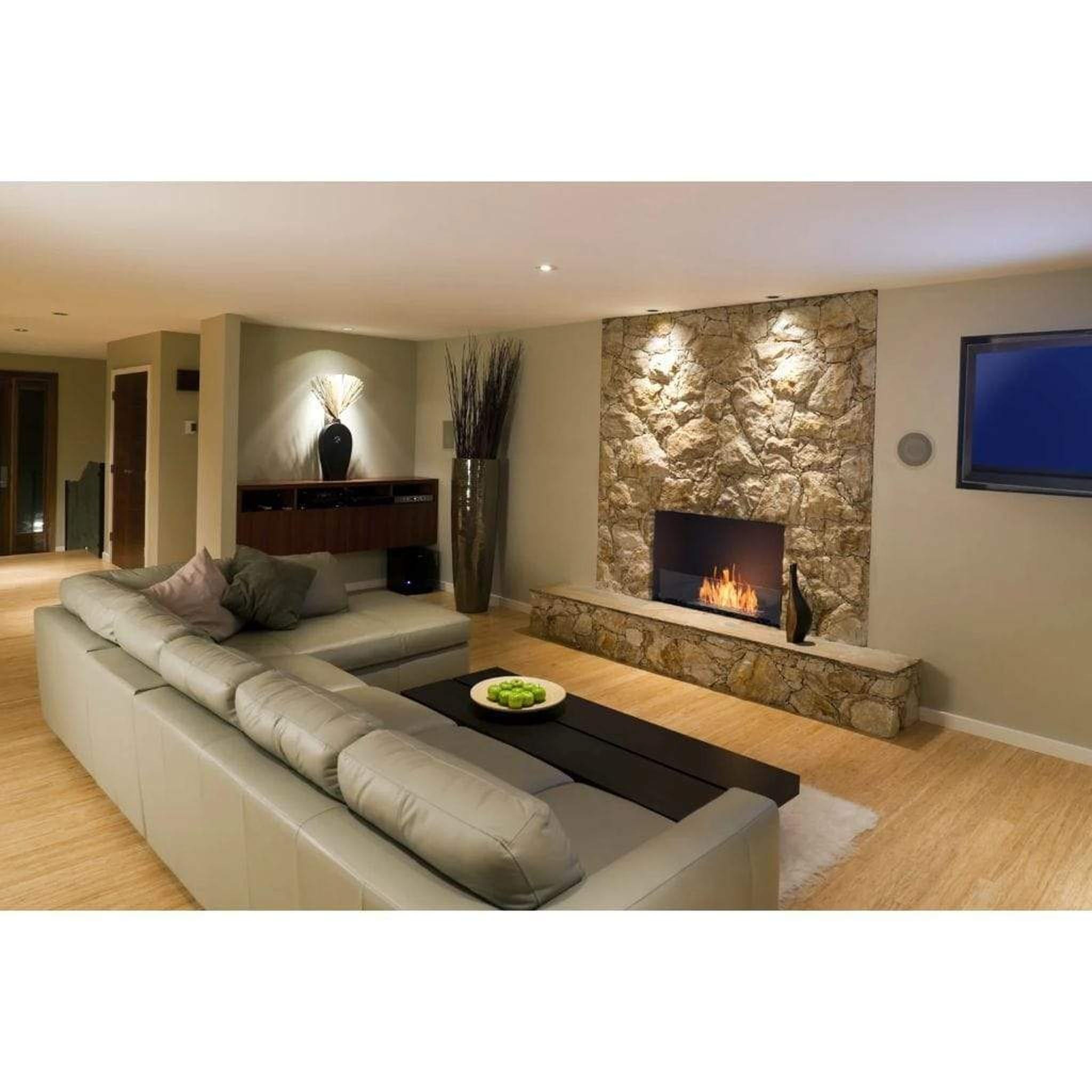 EcoSmart Fire Flex 68SS Black 76" Single Sided Ethanol Fireplace Insert with Stainless Steel Burner by Mad Design Group