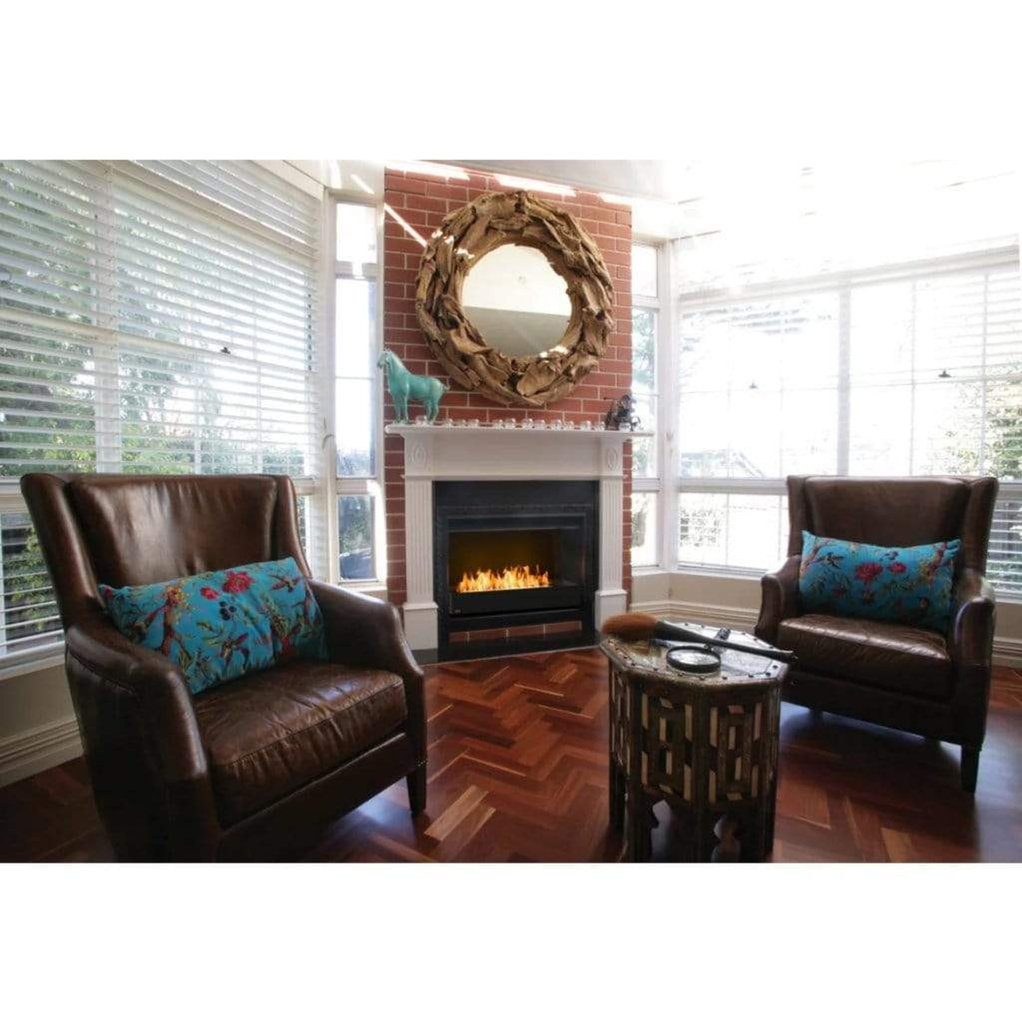 EcoSmart Fire Grate 36" Ethanol Fireplace Insert with Stainless Steel Burner and Fluid Concrete Technology by MAD Design Group