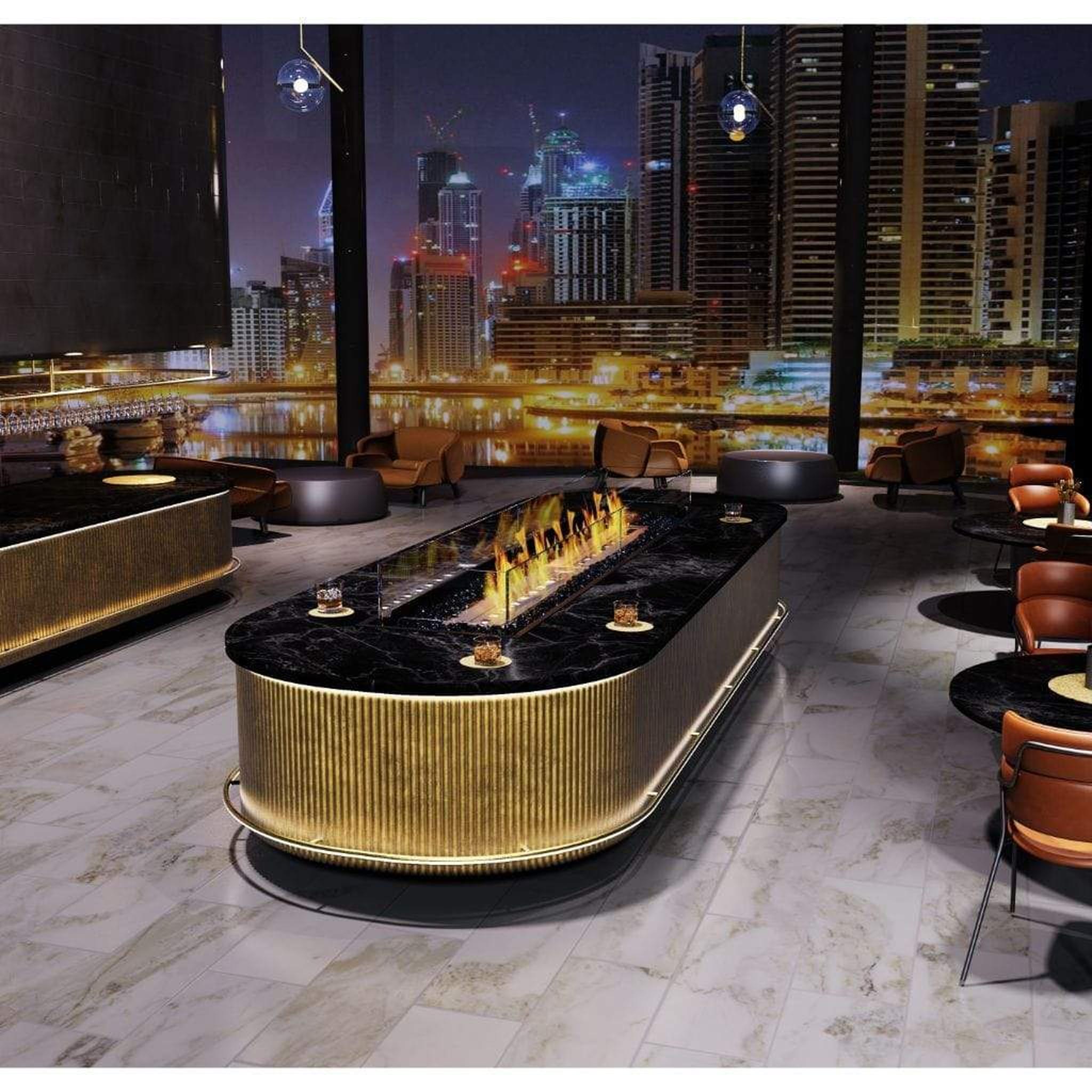 EcoSmart Fire Linear 90 90" Black Outdoor Fire Pit Kit with Gas LP/NG Burner – Streamlined Dual-Flame Design by Mad Design Group