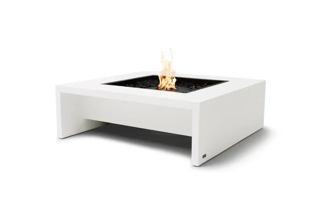 EcoSmart Fire Mojito 40" Bone Freestanding Indoor Fire Table with Black Burner and Waterfall Edge Design by MAD Design Group