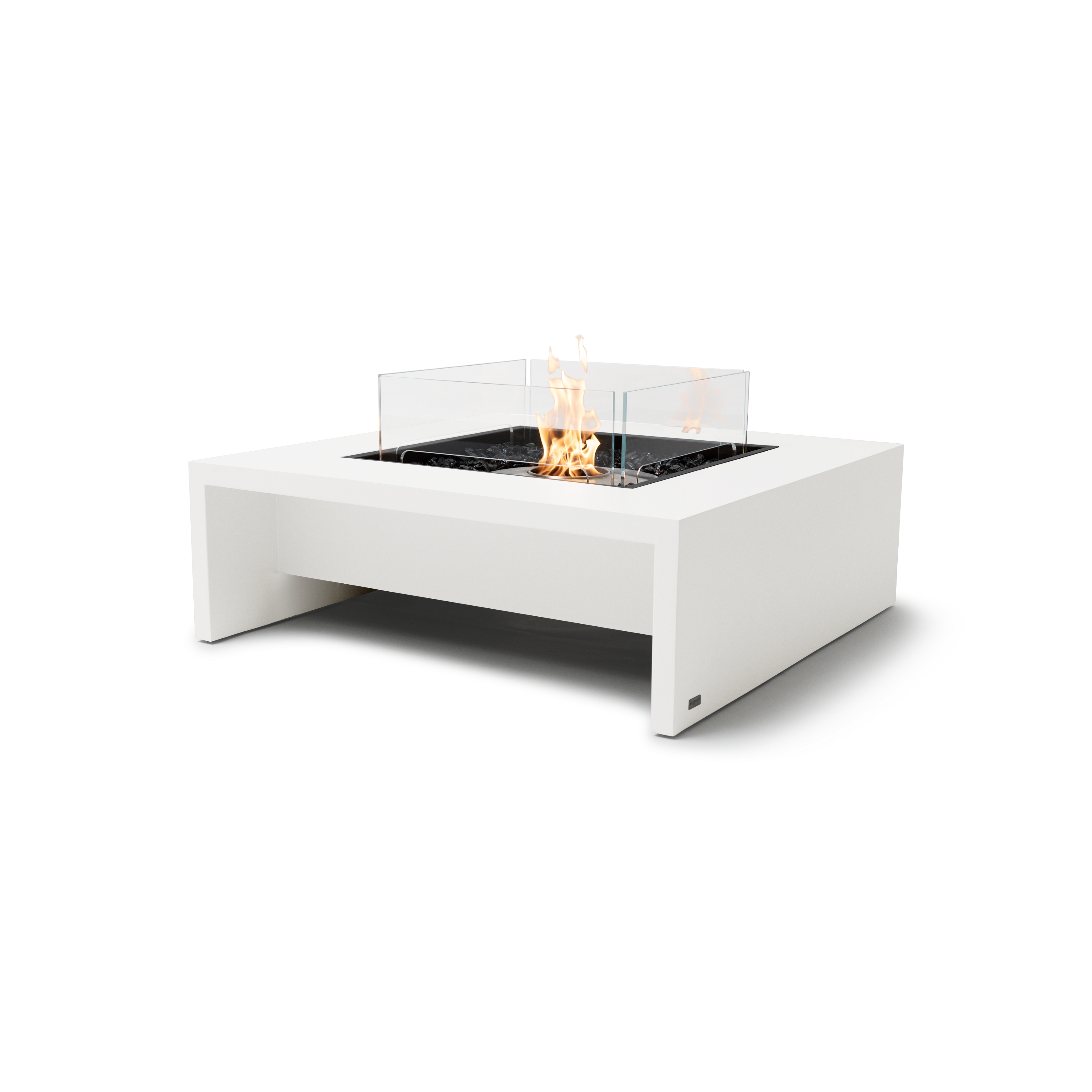 EcoSmart Fire Mojito 40" Bone Freestanding Indoor Fire Table with Stainless Steel Burner and Waterfall Edge by MAD Design Group